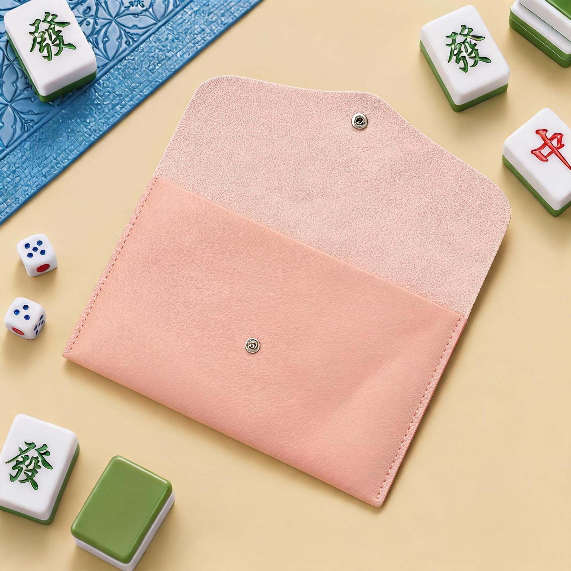 ReignSword Mahjong Card Storage Bag, PU Vegan Leather Mahjong Card Holder, Snap Button Standard Hands Rules Card Organizer, 8.46x5.31 Inch, Pink - 7