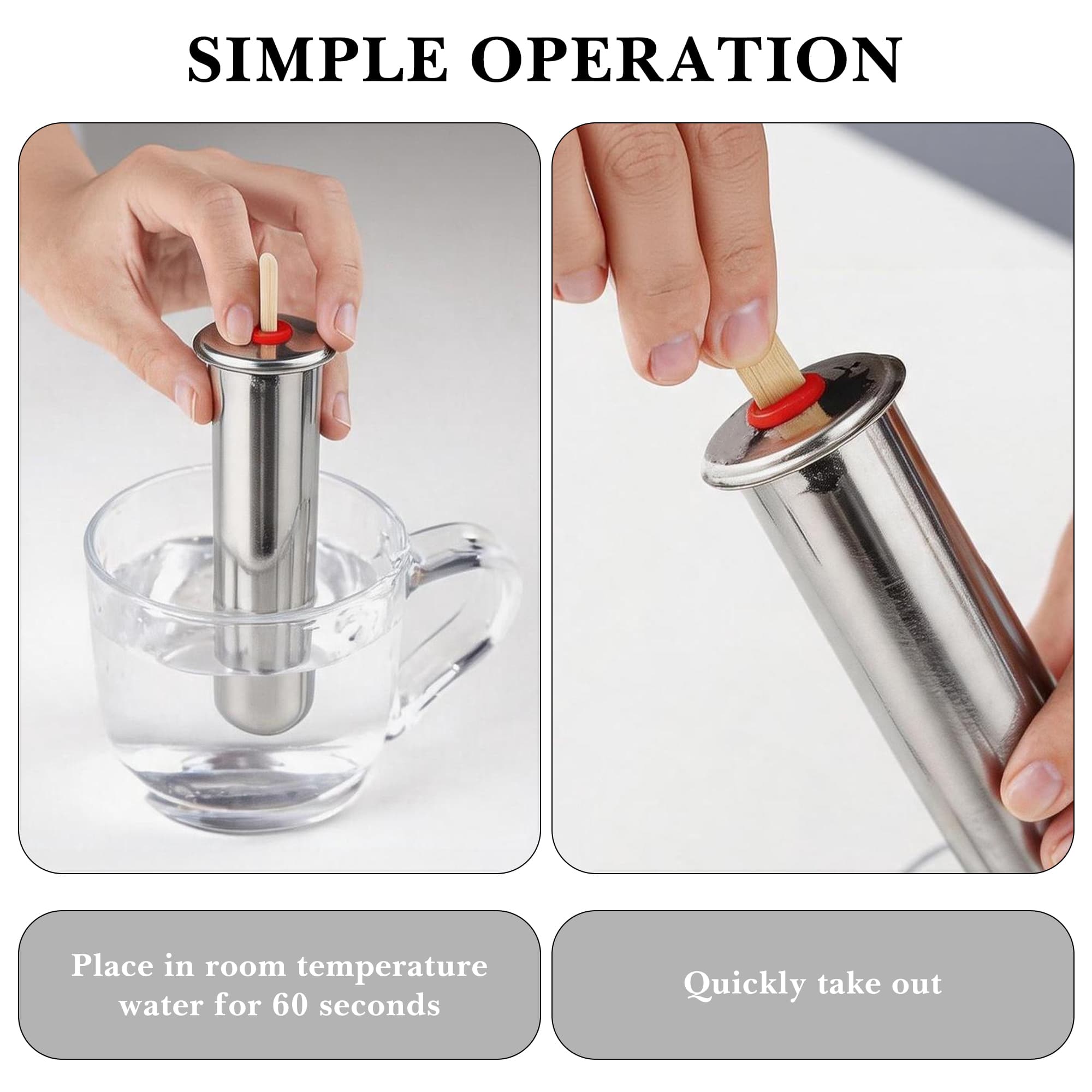 ReignSword 304 Stainless Steel Popsicle Molds, Set of 6 Reusable Ice Pop Molds with Holder, Complete Kit with Sticks & Bags, Homemade Ice Cream Maker for Freezer - 4