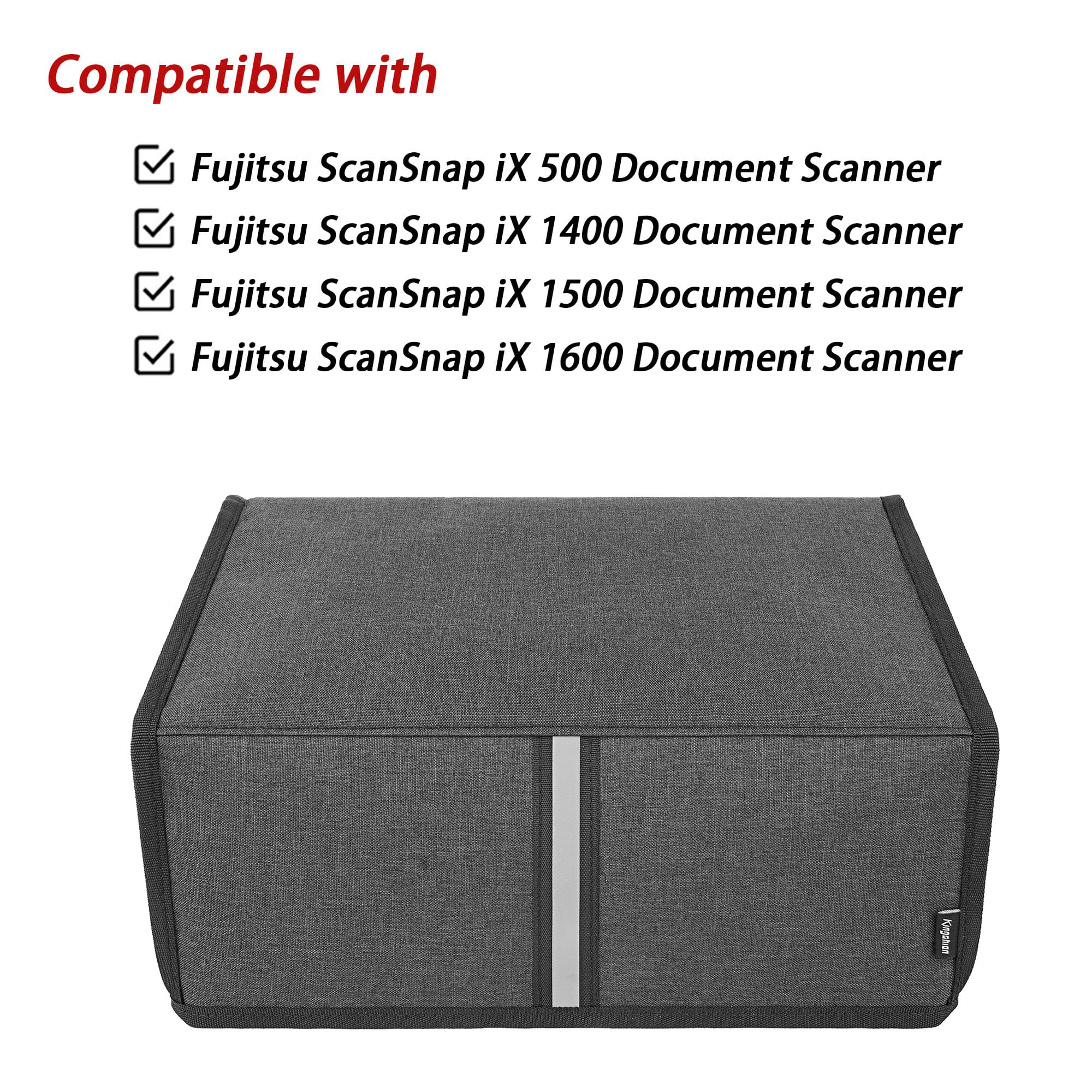 Kingshion Heavy Fabric Scanner Printer Dust Cover with Pearl Cotton Inner Compatible with Fujitsu ScanSnap iX 500, iX 1400, iX1500, iX 1600 Document Scanner, Dark Grey - 2