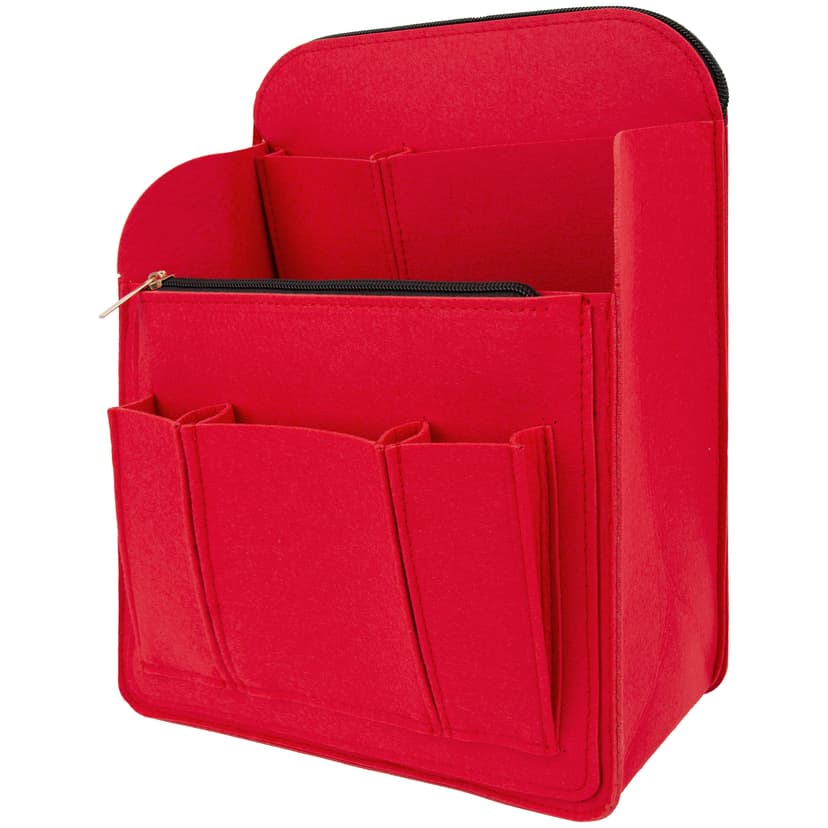 KINGSHION Rucksack-Organizer-Einsatz mit großem Fassungsvermögen — Aufbewahrungseinsatz aus Filz für Rucksäcke, Rucksäcke und Reisetaschen ab 10 Zoll | Vertikales Design mit Schultergurtschlitz und Innentaschen — Rot