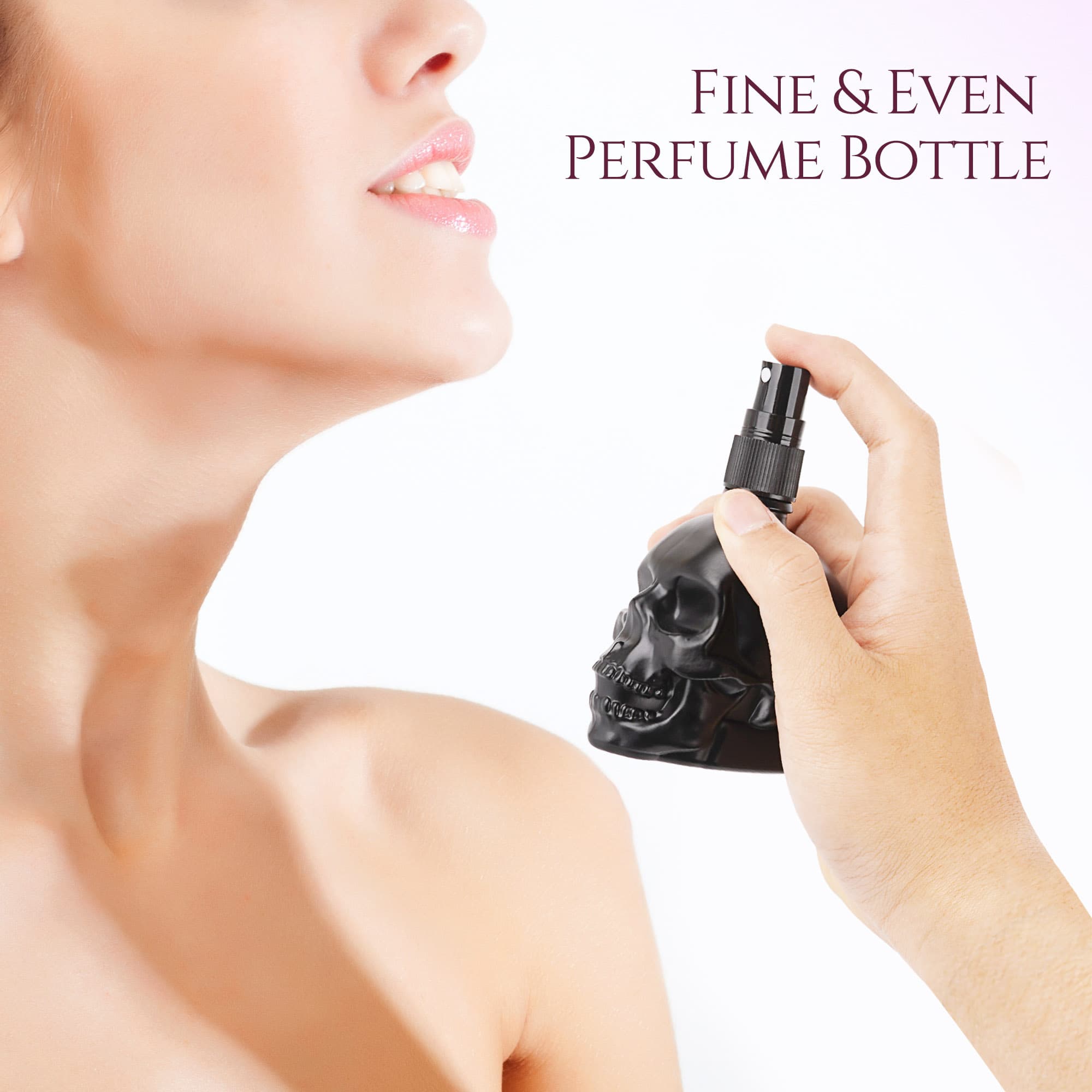 JANKOW Skull Shaped Spray Bottle, Skulls perfume bottle, 60ml Skull perfume bottles empty, Refillable Liquid Travel Accessories, Suitable for Travel, Business Trips, Family Bathrooms (3 Pcs) - 3