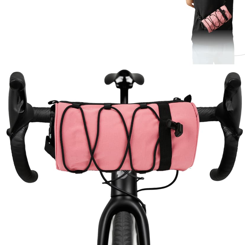RidingRush Bike Handlebar Bag for Bicycle, Nylon Cycling Front Bag with Side Pockets and Elastic Cord, Compact Storage Pouch for Commuting, Travel and Daily Riding