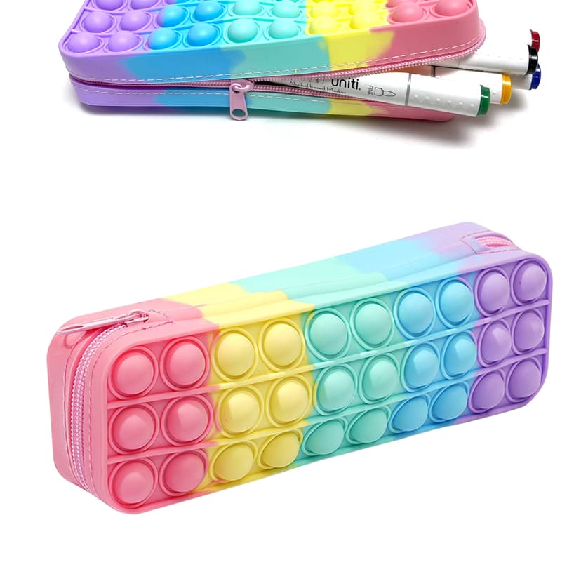 JANKOW Pop Pencil Case, Silicone Bubble Pencil Box, Stationery Storage Bag Decompression Pencil Box, Silicone Pencil Case, Season Gifts, Office Stationery Organizer, Christmas Gifts