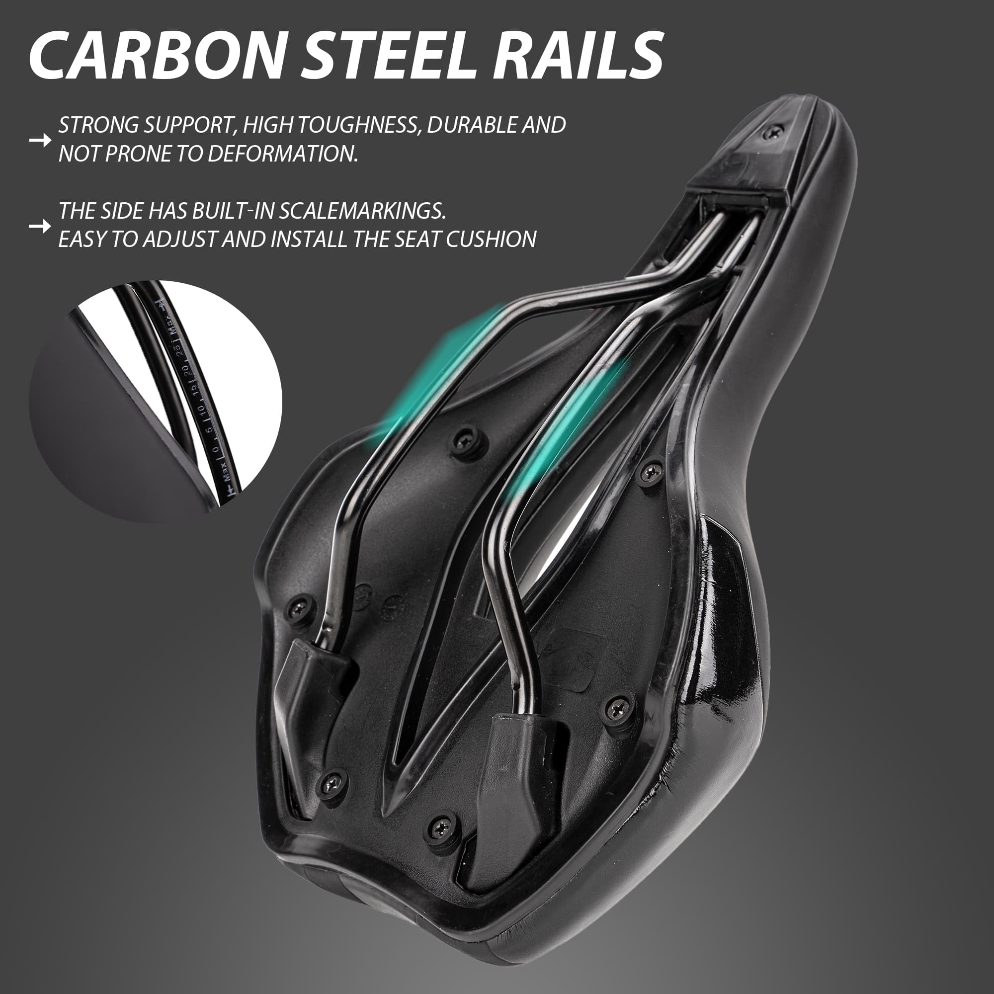 RidingRush Mountain Bike Seat, Comfortable Bicycle Saddle for Men & Women, Ergonomic Hollow MTB Bike Seat with Padding, Shock Absorbing Road Bike Saddle, Compatible with E-Bike & Hybrid - 3