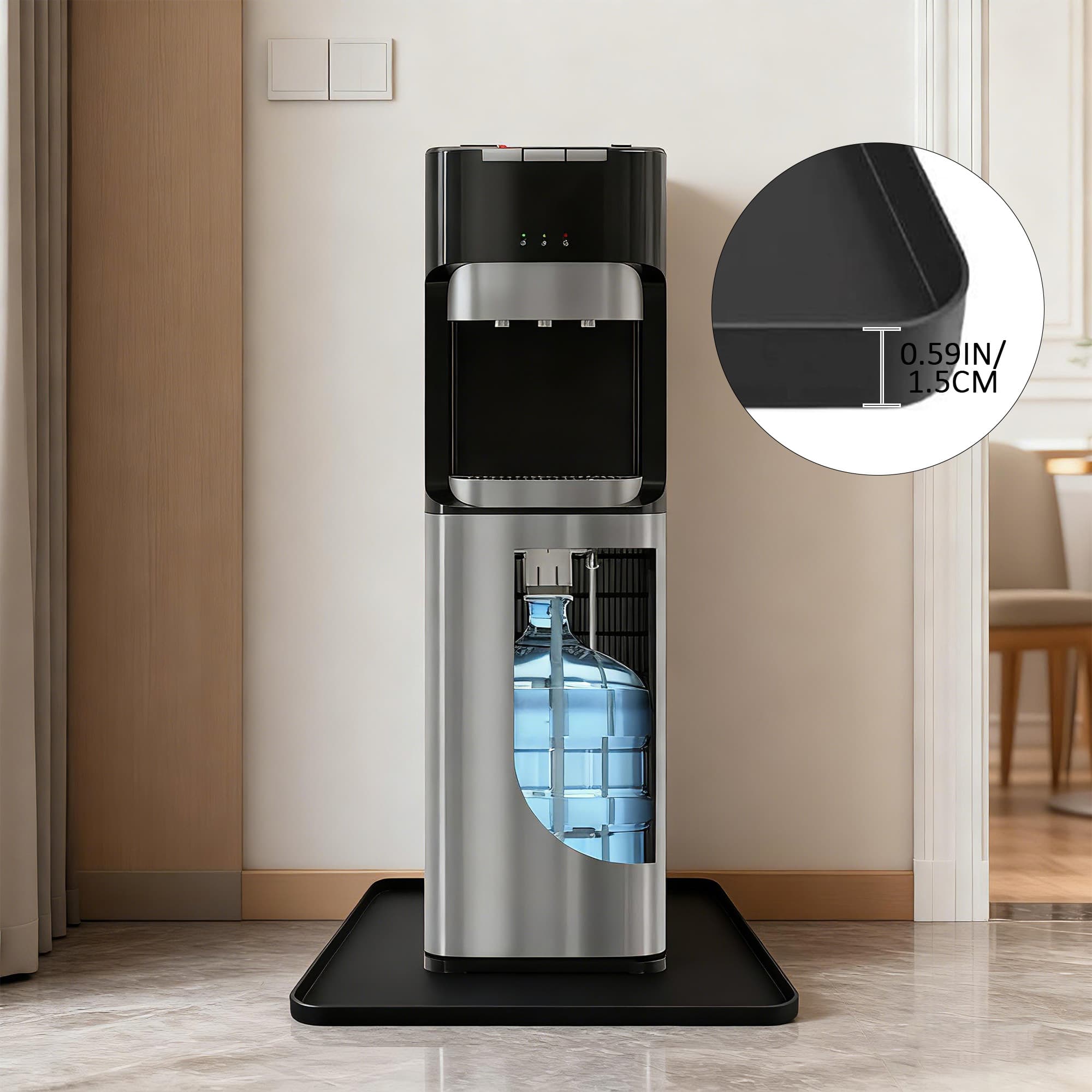 Water Cooler Mat, 19.7" x 19.7" Silicone Under Water Dispenser Mat, Spill-Proof Floor Protector for Wood Floors & Carpets (Black) - 5