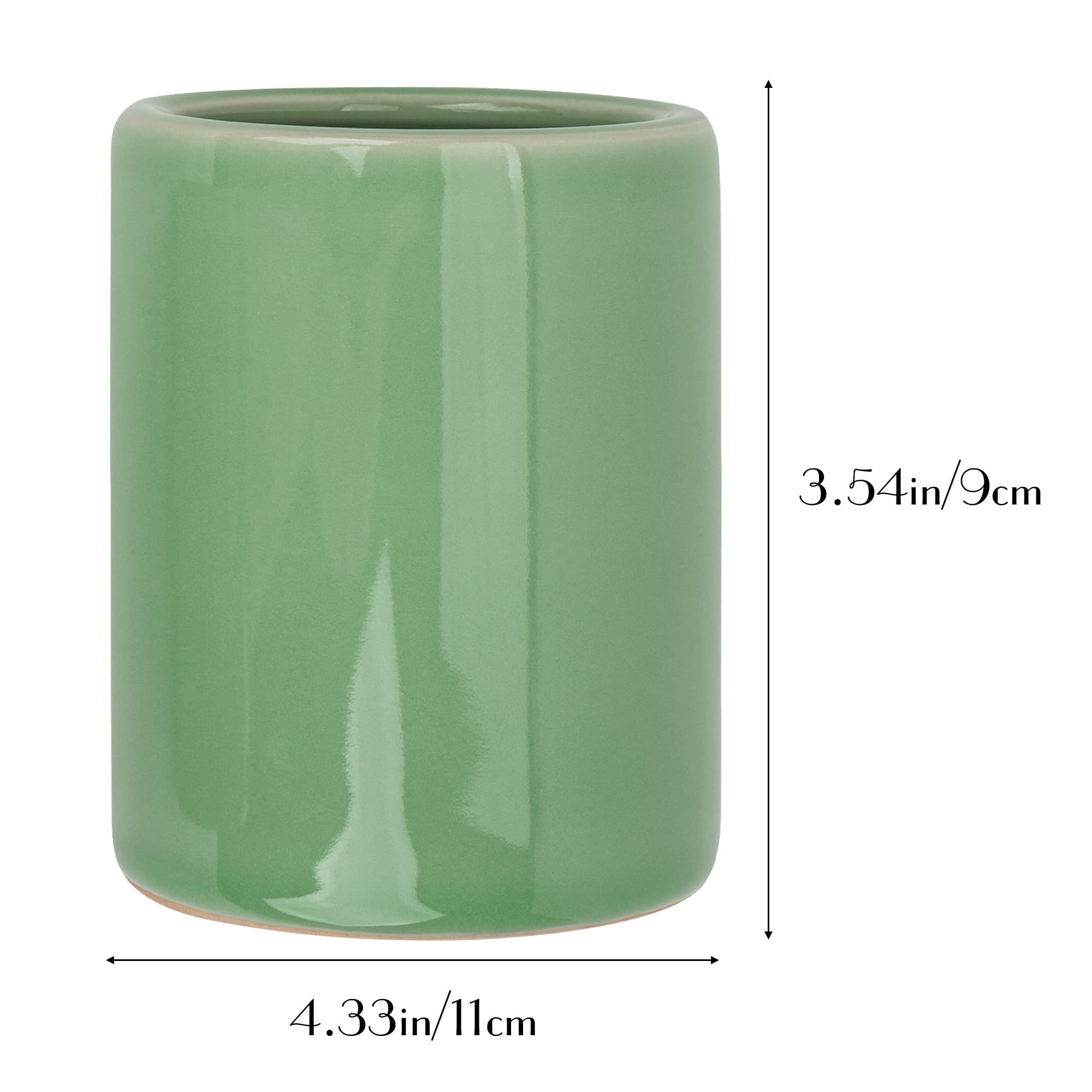 JANKINGS Celadon Ceramic Pencil Holder, Green Porcelain Pen Cup for Desk Organizer, Classic Cylindrical Brush Pot, 1-Pack - 1