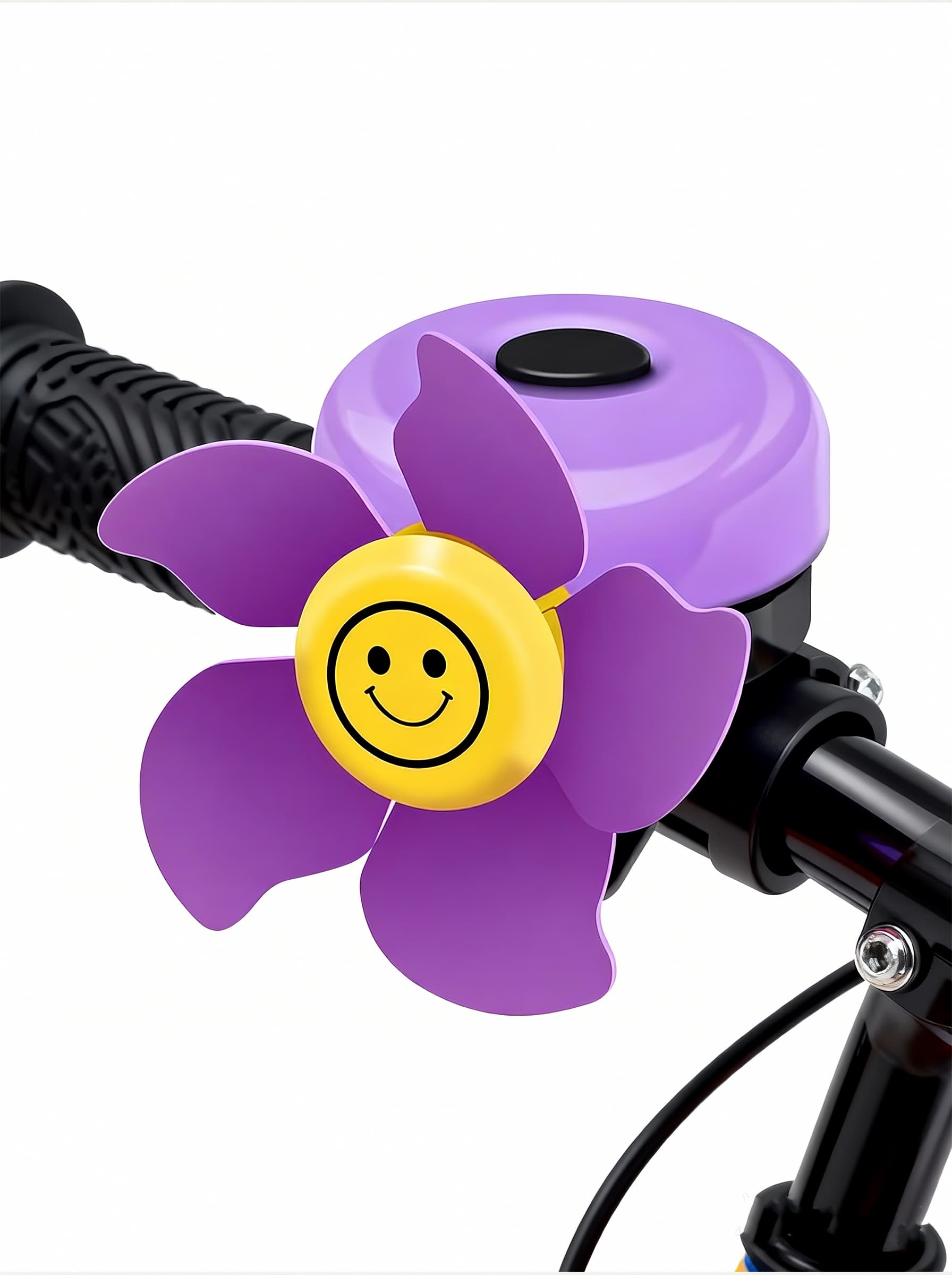 RidingRush  Bike Bell for Kids, Funny Bike Bell with Spinning Pinwheel Design, Purple Plastic Bicycle Bell for kids, Cute Handlebar Accessory, 1-Pack - 4