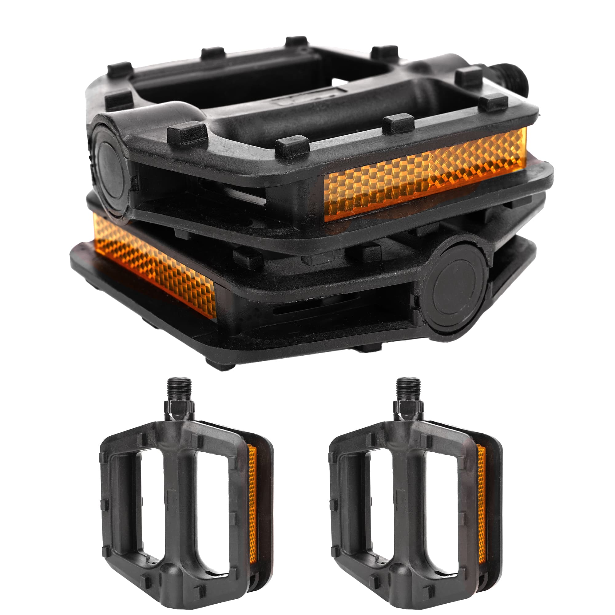 RidingRush Bike Pedals – 9/16" Platform Pedals with Reflectors for Mountain, Road, BMX, and Ebike – Anti-Slip Bicycle Pedals for Adults - 4