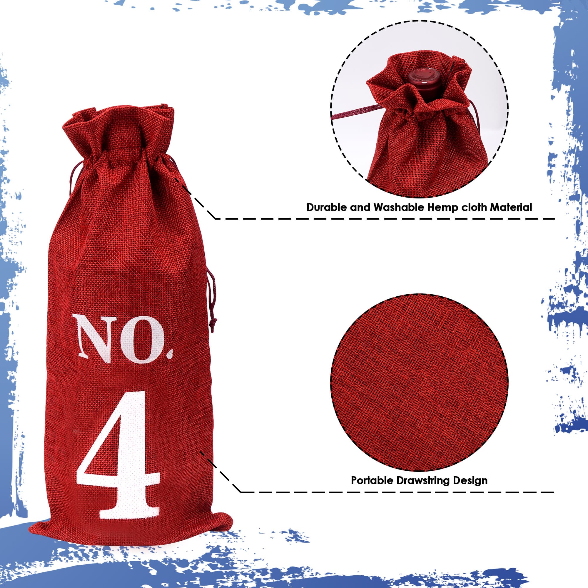 JANKOW 10 Pcs Numbered Burlap Wine Bags, Blind Tasting Wine Bags, Wine Gift Bag with Drawstring - 2