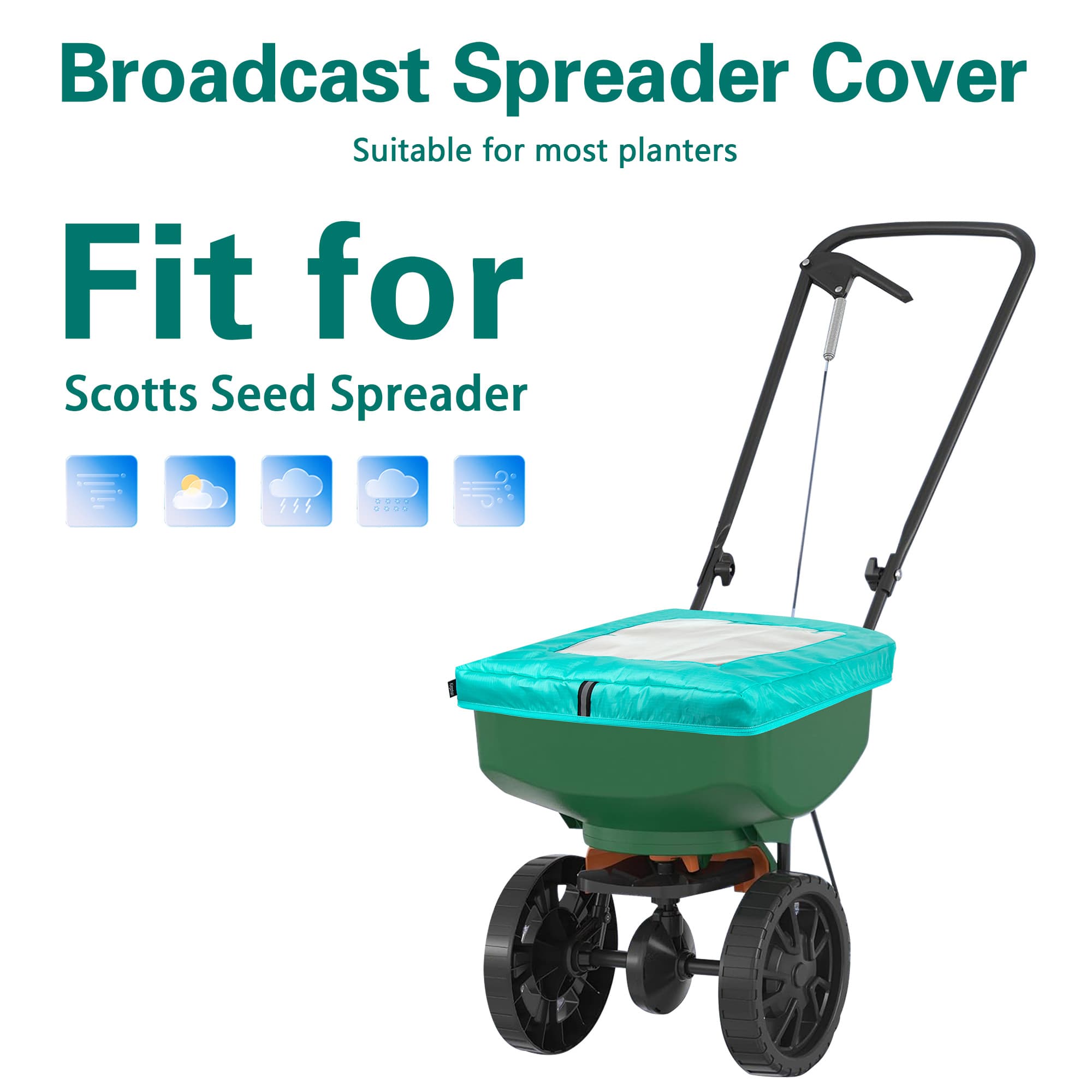Kingshion Universal Spreader Cover - Waterproof PVC Hopper Cover with Transparent Window, Compatible with Agri-Fab 69712 & Model 85-100 (Broadcast/Salt/Fertilizer, Green) - 3