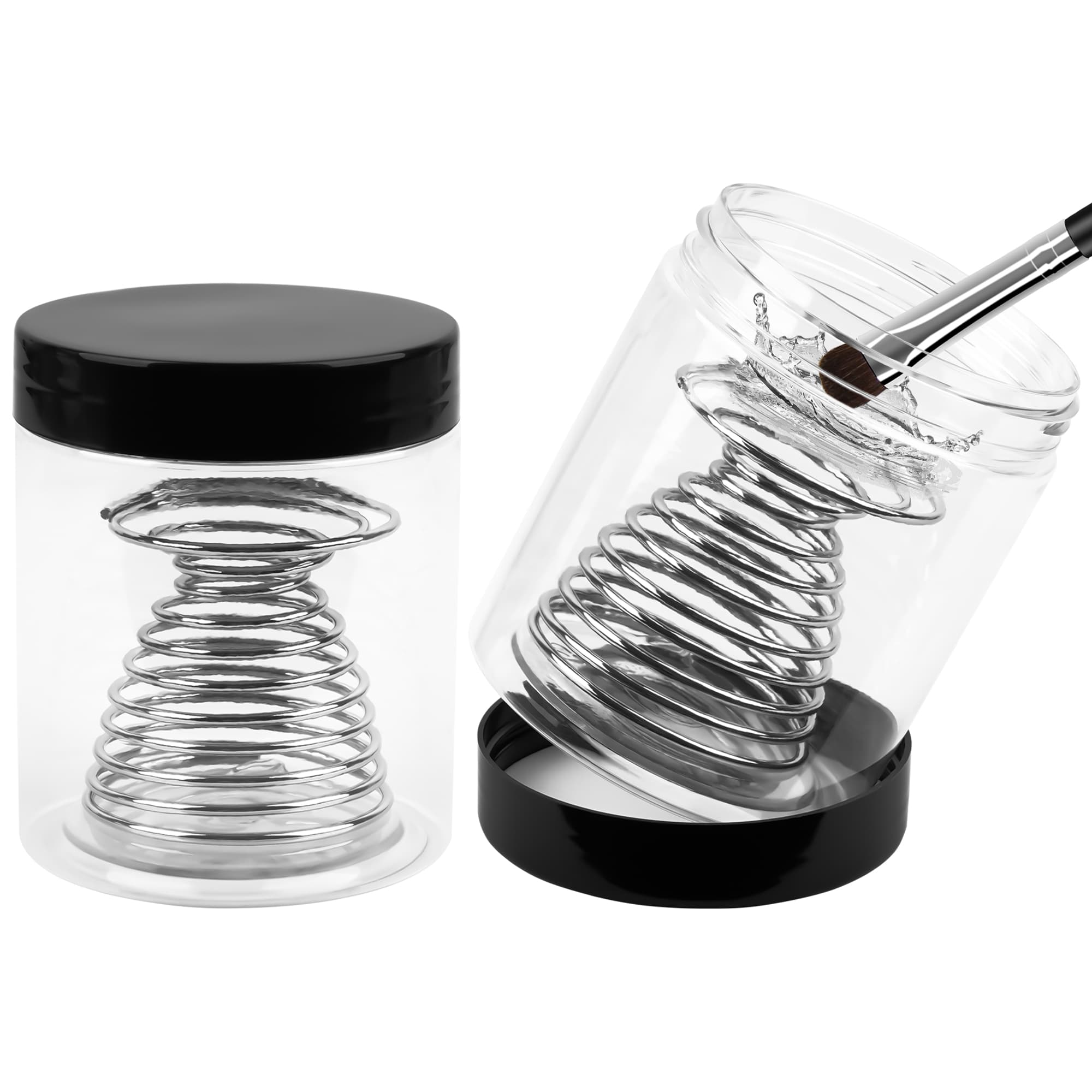 ReignSword 2 Pack Paint Brush Washer, Brush Cleaner Cup with Removable Spring Coil for Acrylic, Oil, Watercolor Painting, Artist Cleaning Tool Container - 2