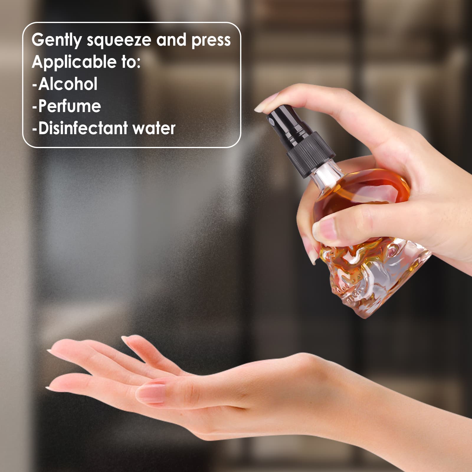 JANKOW Skull Shaped Spray Bottle, Skull perfume bottle, 60ml Skull perfume bottles empty, Refillable Liquid Travel Accessories, Suitable for Travel, Business Trips, Family Bathrooms (3 Pcs) - 2