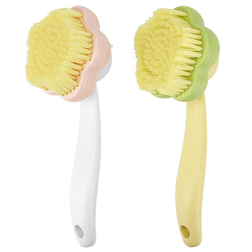 JANKOW 2-in-1 Shoe Cleaning Brush, PP Bristle Scrubber with Ergonomic Handle, Pink & Green, 1-Count