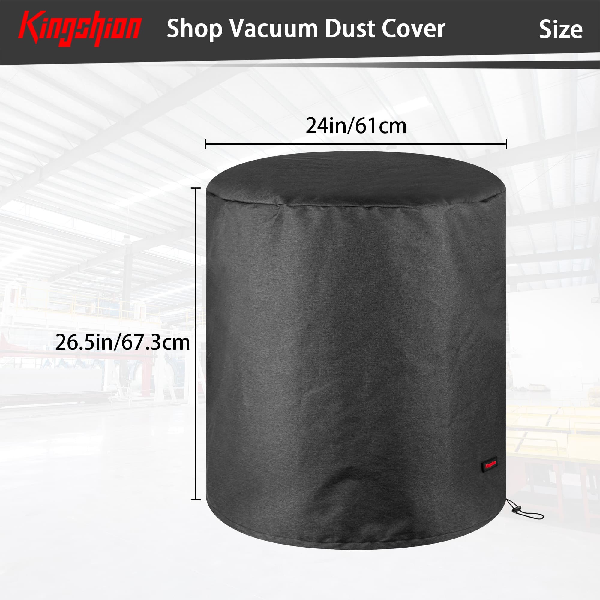 Kingshion Cover for Shop Vac, Shop Vacuum Cover, Heavy Duty Wet and Dry Shop Vacuum Cleaners Dust Cover Compatible with 12-16 Gallon Shop Wet Dry Vacuums - 24''D x 26.5''H (Dark Grey) - 1