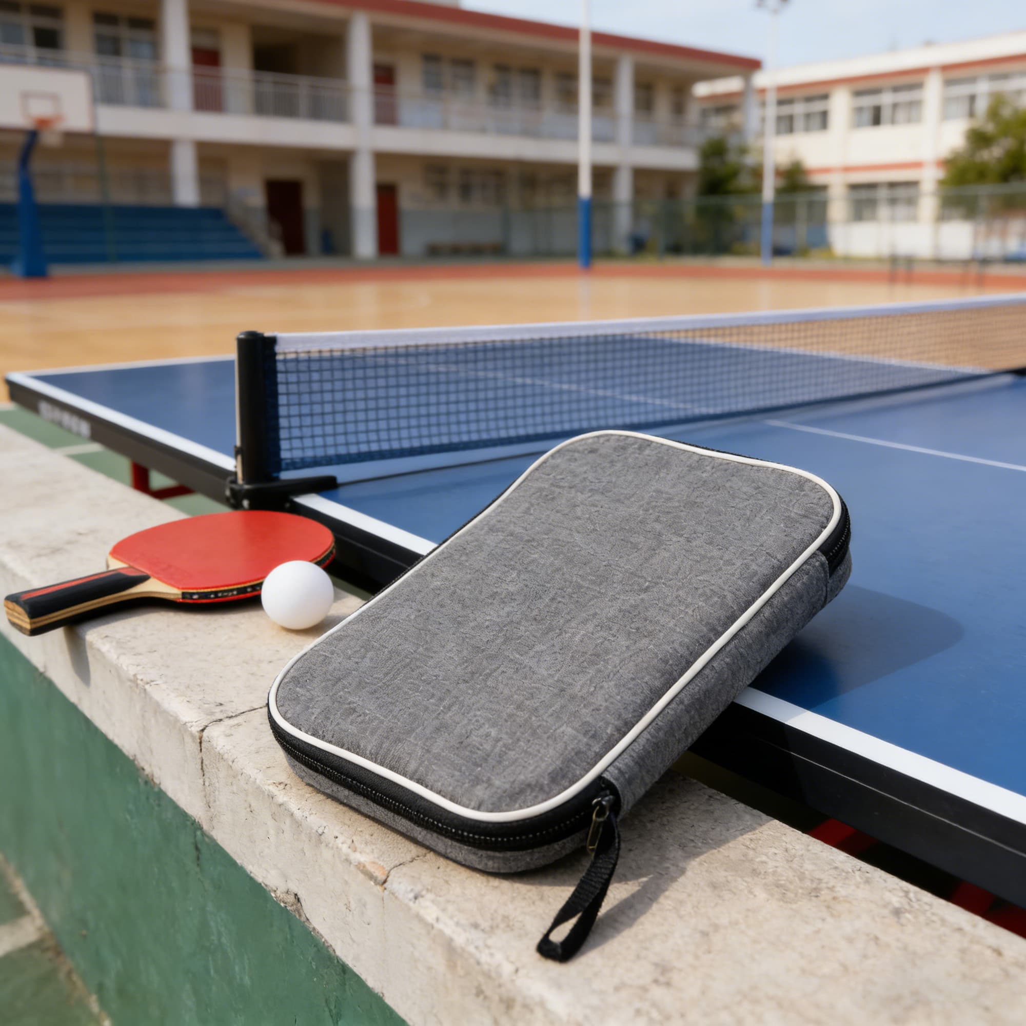 Ping Pong Paddle Case, Portable Table Tennis Racket Storage Bag with Zipper Closure, Fabric Protective Cover for 2 Rackets & Balls - Lightweight Travel Organizer (Gray) - 5