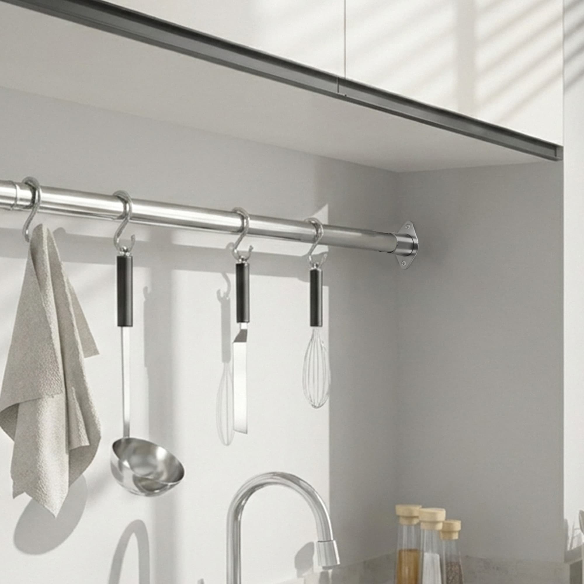 ReignSword 2 Pcs 304 Stainless Steel Shower Curtain Rod Bracket, Easy installation Closet Rod Holders Fits 1 Inch Poles (Rhombic Base) - 4