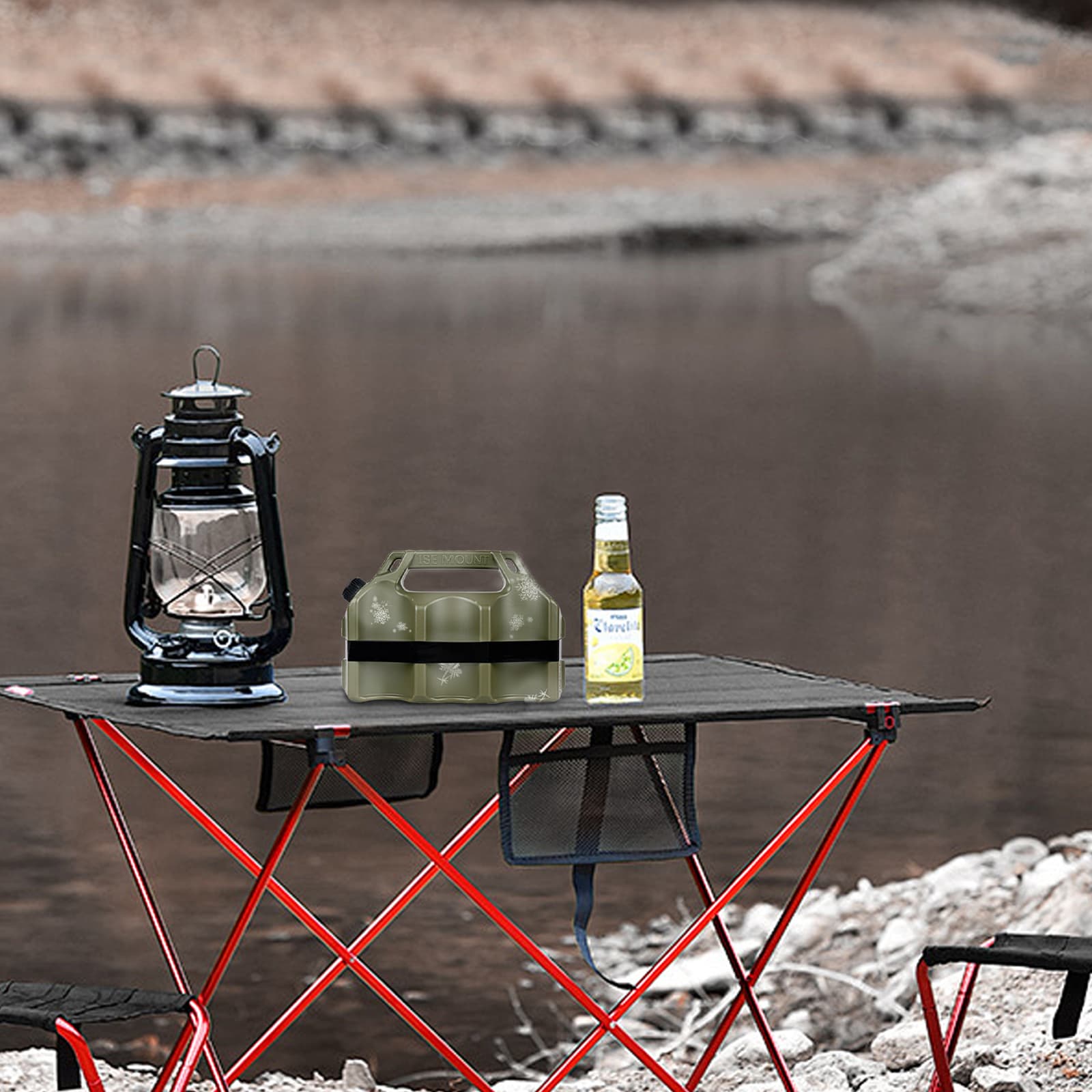 JANKOW Portable Insulated Beverage Cooler Jug, Large-Capacity Camping Drink Container for Ice Water/Beer, Rugged Plastic with Easy-Pour Cap and Carry Handle, Green, 1-Pack - 4
