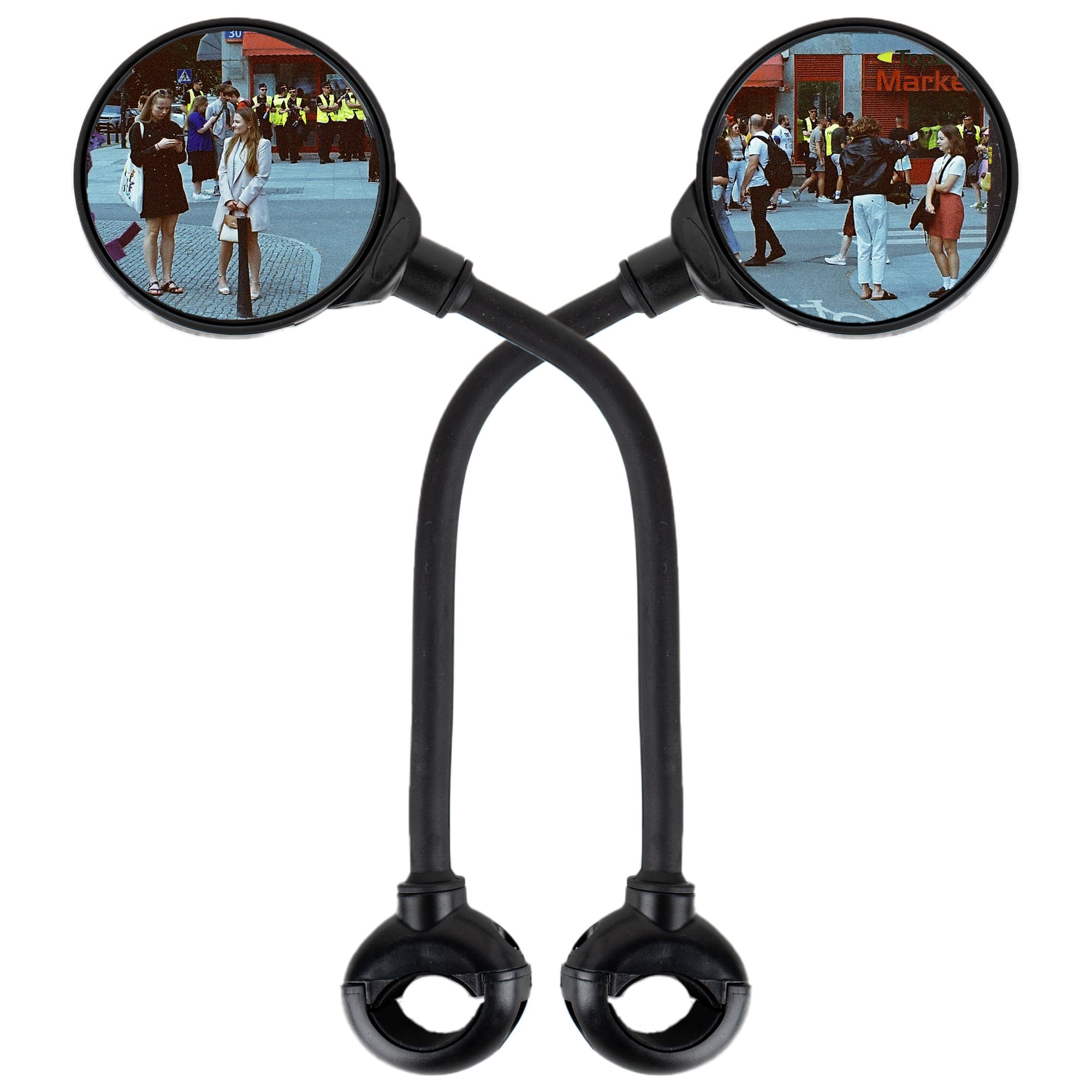 RidingRush Bike Mirrors for Handlebars, Adjustable Bicycle Rear View Mirror Set of 2, Wide Angle Convex Cycling Mirrors for Mountain Road E Bikes & Scooters, Fits 22.2mm Handlebars - 1