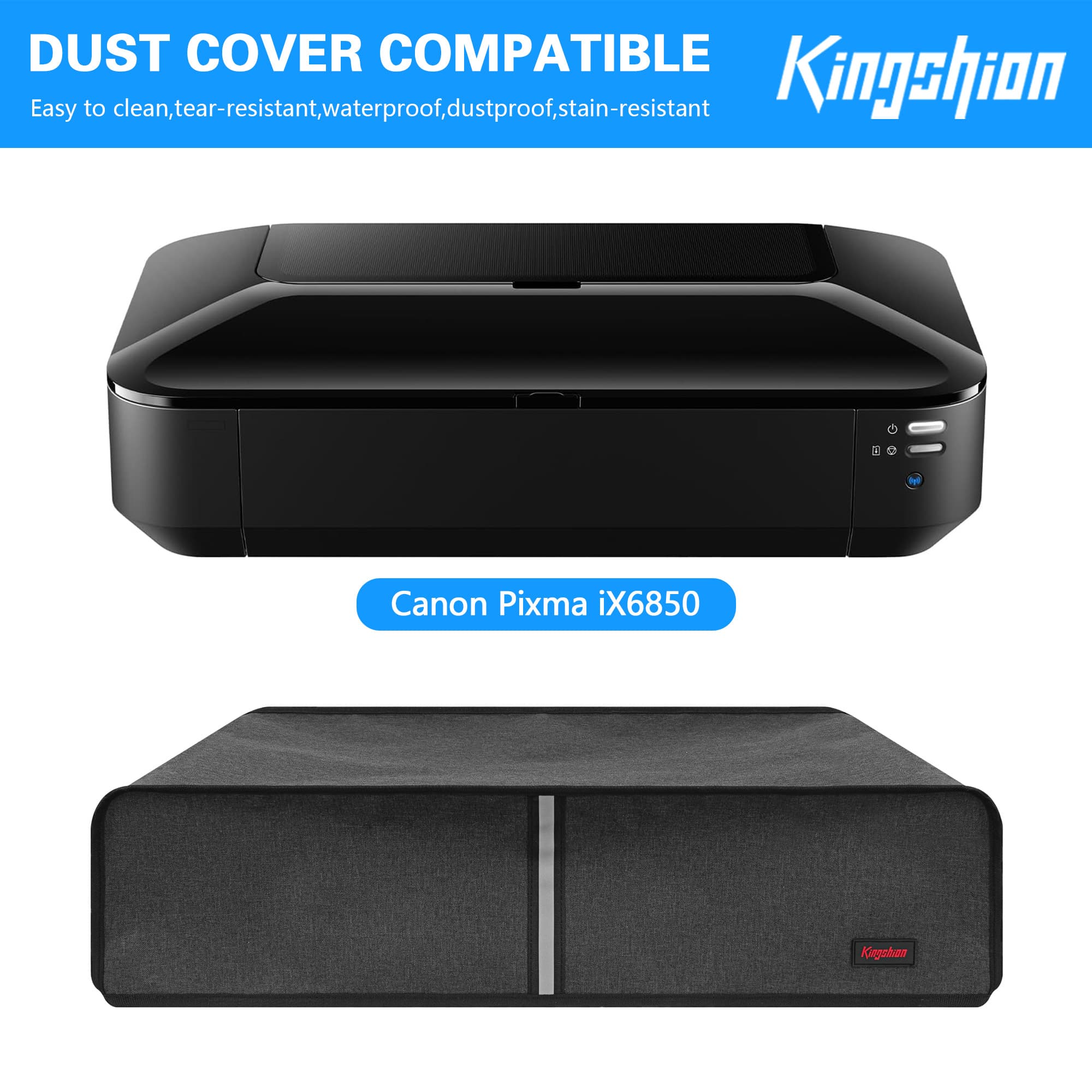 23" Countertop Printer Dust Cover Compatible with Canon Pixma IX6850, Splash Prevention Pet Hair Proof Protective Cover for Printer, Dark Grey - 3