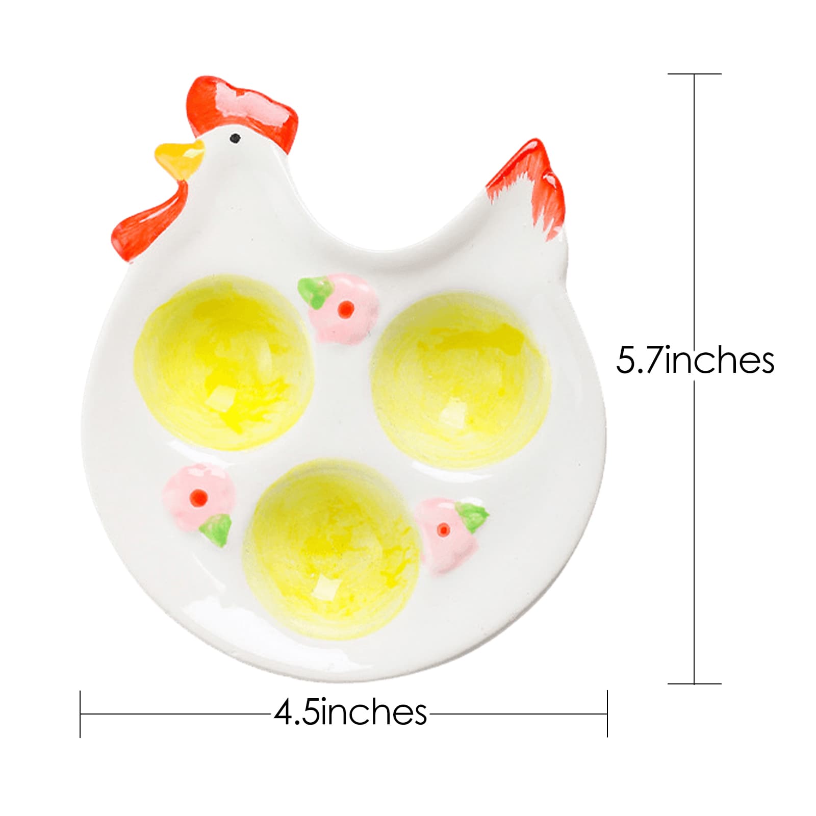 JANKOW 3-Compartment Ceramic Egg Tray - Creative High-End Western Dining Serving Tray for Breakfast, Egg Display Plate, Ceramic Art Piece (1 Pcs) - 1
