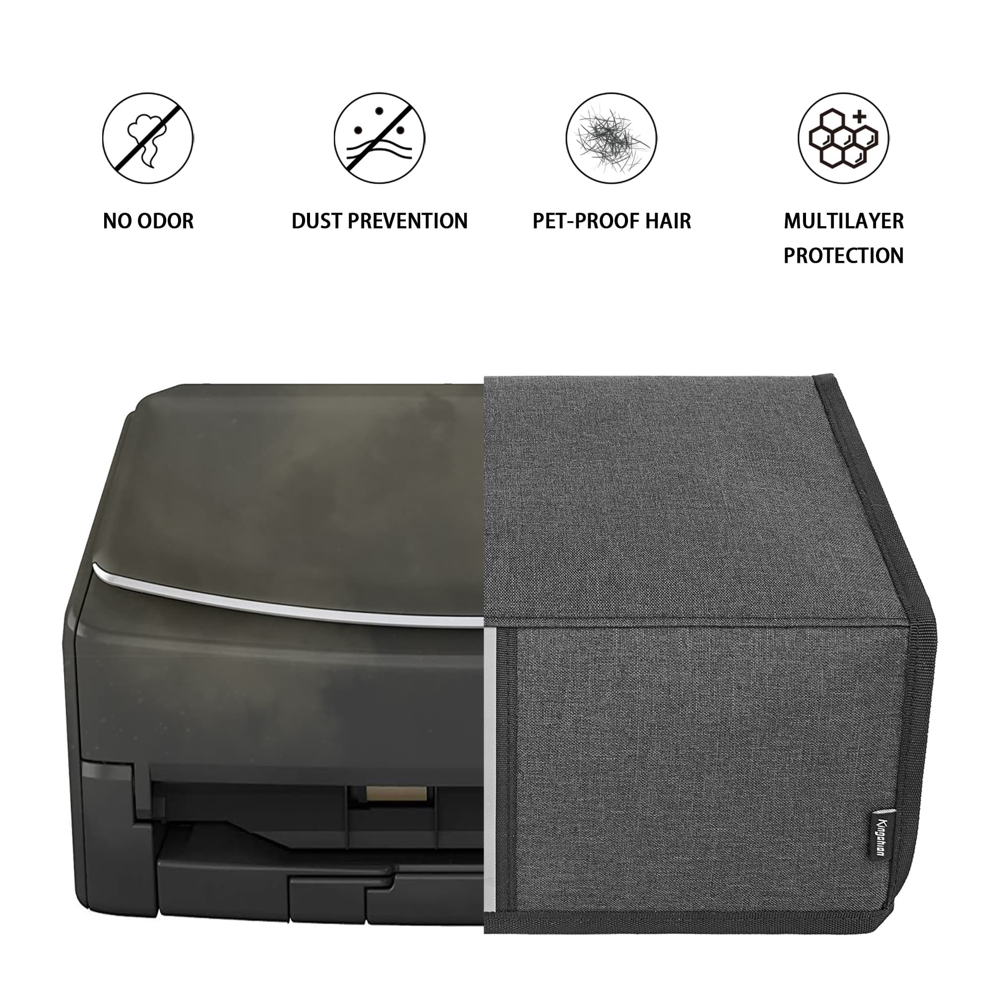 Kingshion Heavy Fabric Scanner Printer Dust Cover with Pearl Cotton Inner Compatible with Fujitsu ScanSnap iX 500, iX 1400, iX1500, iX 1600 Document Scanner, Dark Grey - 4