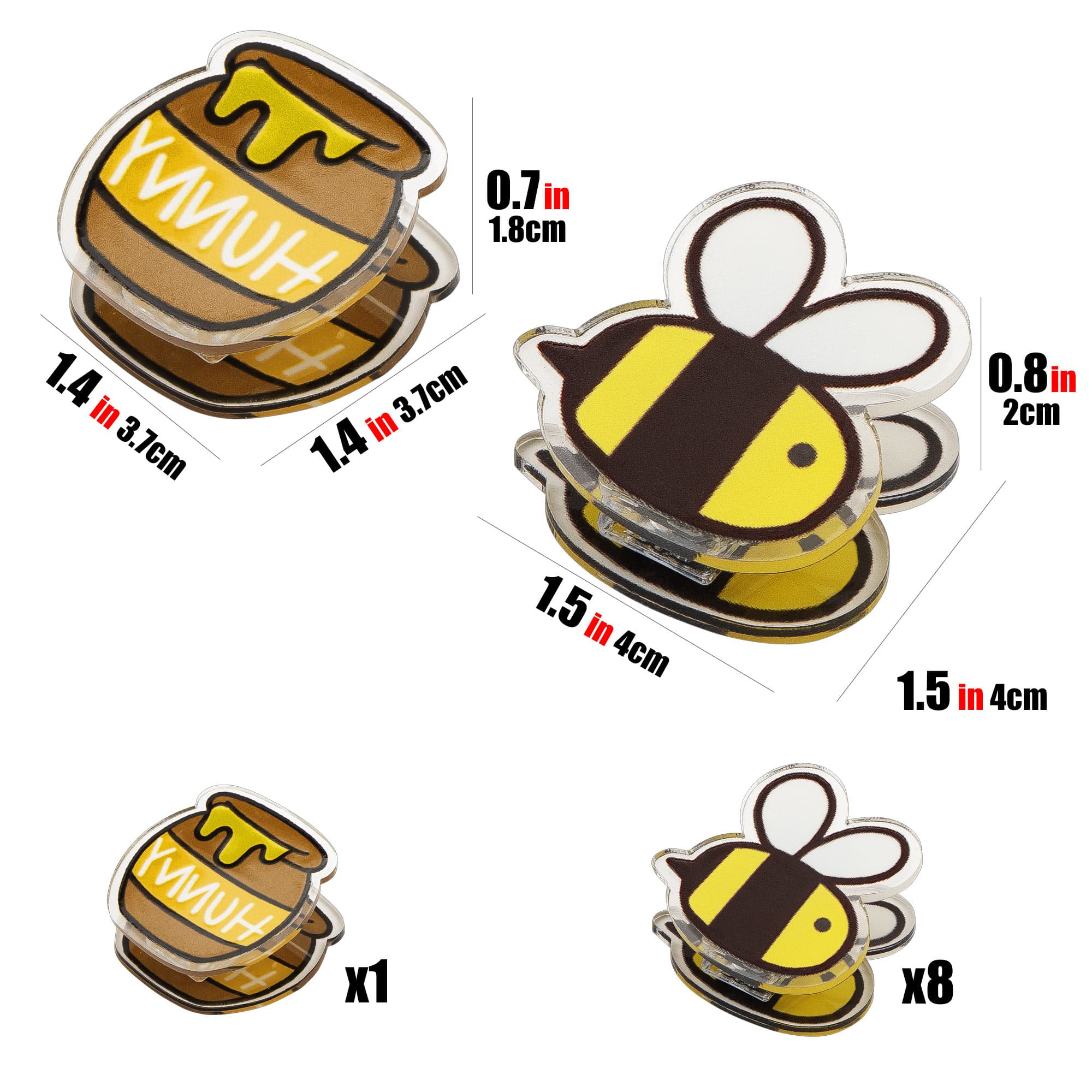 CAIRIAC Cute Bee Food Bag Clips Sealing Clamps for Bread, Chips, Snacks & Potato Bag Organization, Fun Kitchen Storage Accessories (10 Pcs) - 1