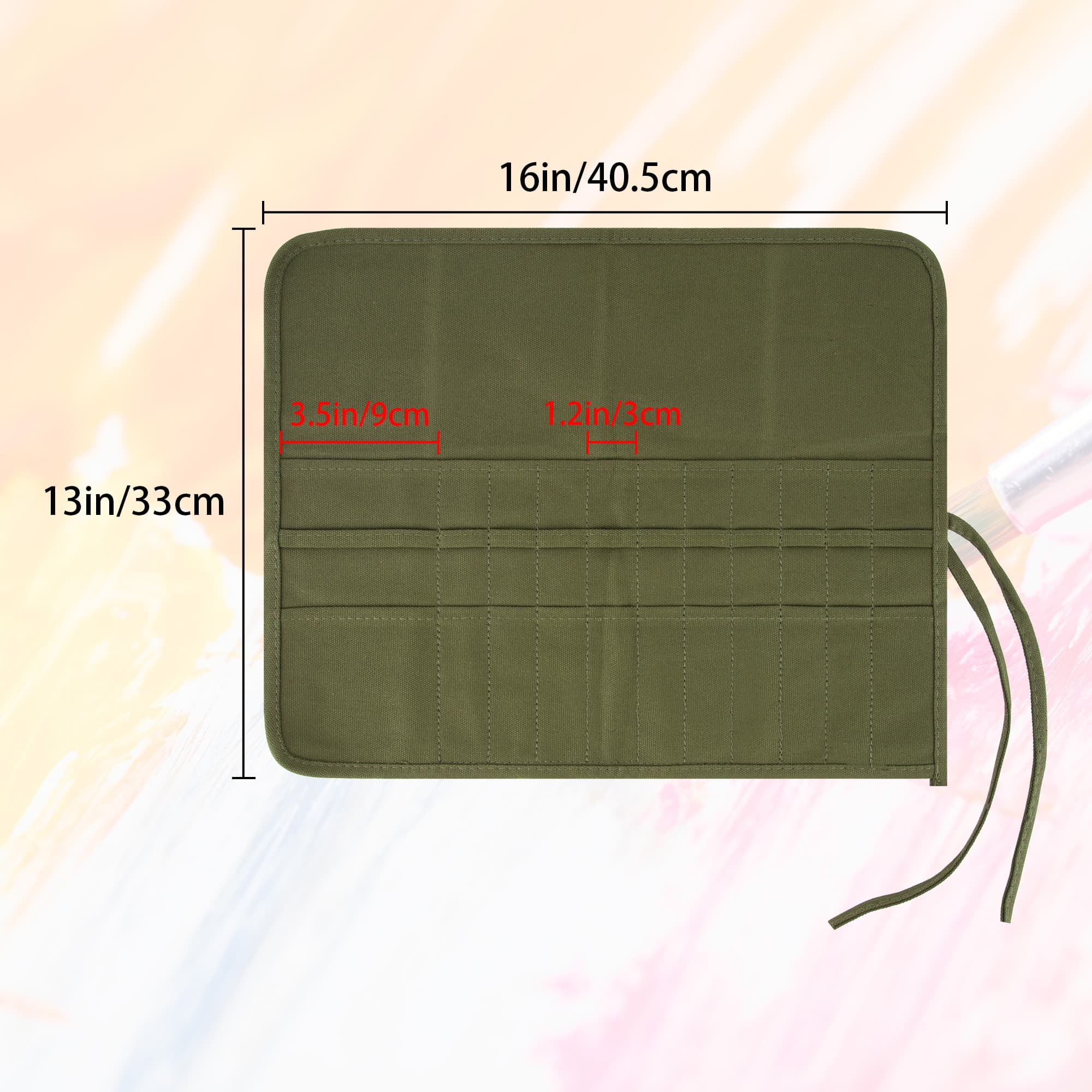 22 Slot Paint Brush Storage Bag, Canvas Roll Up Artist Paint Brush Pouch, Watercolor Gouache Oil Paint Brush Holder - 1