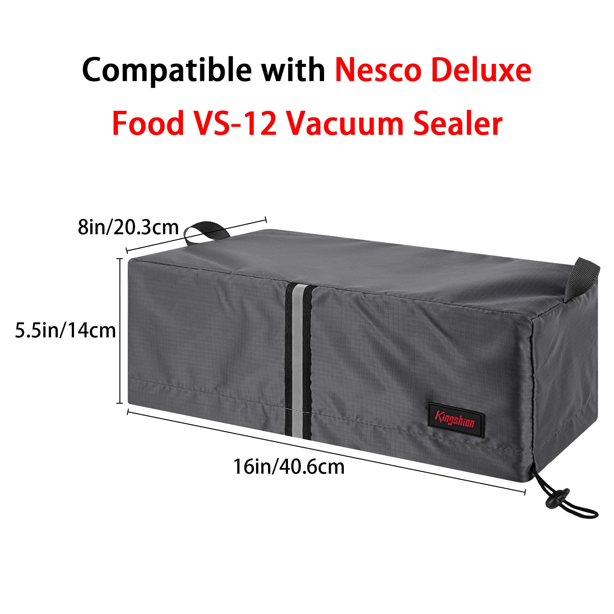 Kingshion Chamber Vacuum Sealer Dust Cover Compatible with Nesco Deluxe Food VS-12, Splash-Proof Fabric Easy to Clean & Storage, 16 x 8 x 5.5 in- Dark Grey - 2