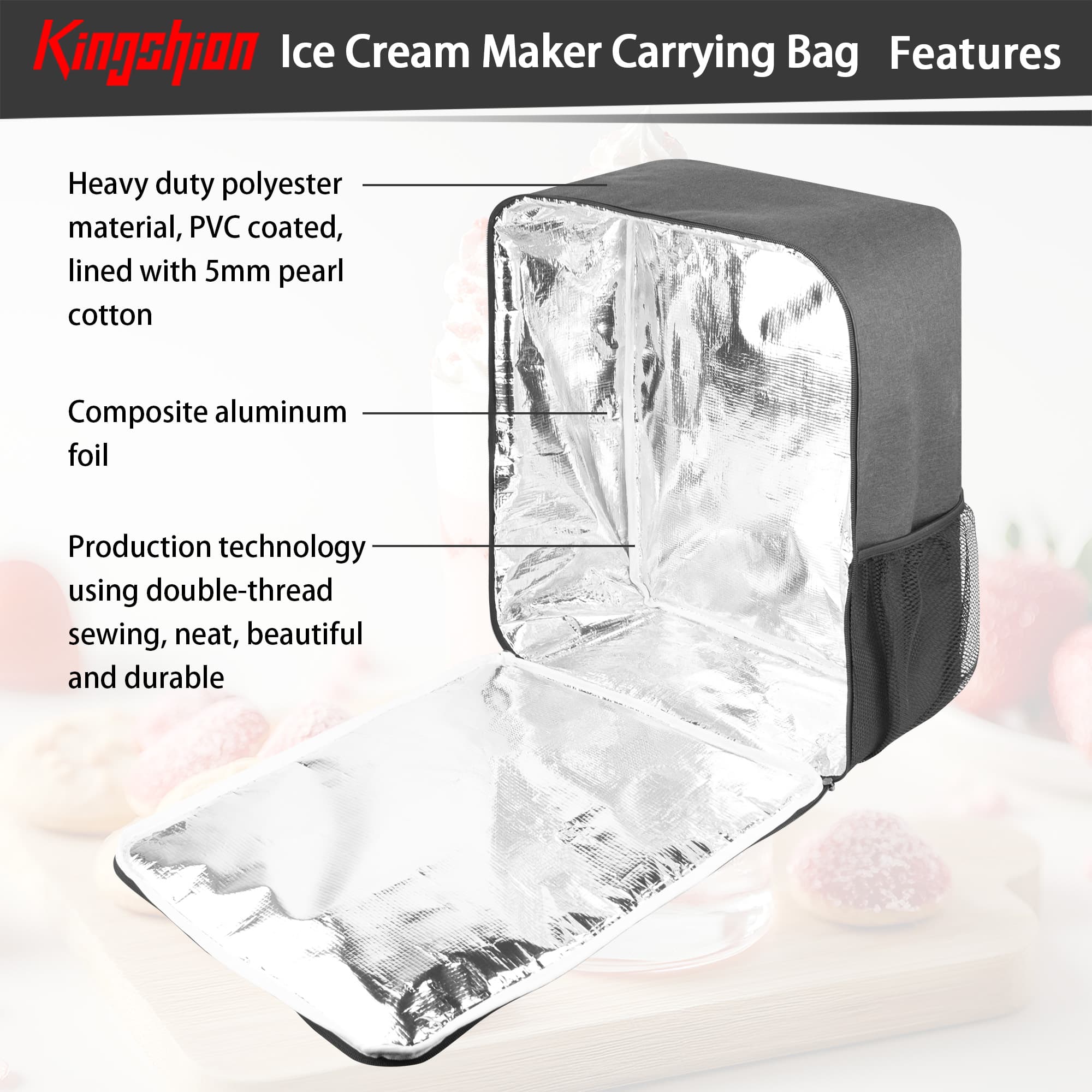 Ice Cream Maker Carrying Bag with Handle, Waterproof Dustproof Storage Bag Compatible with Ninja Creami NC500/NC300/NC200/NC100/NC299AMZ Series/Deluxe/Breeze Ice Cream Makers - 4