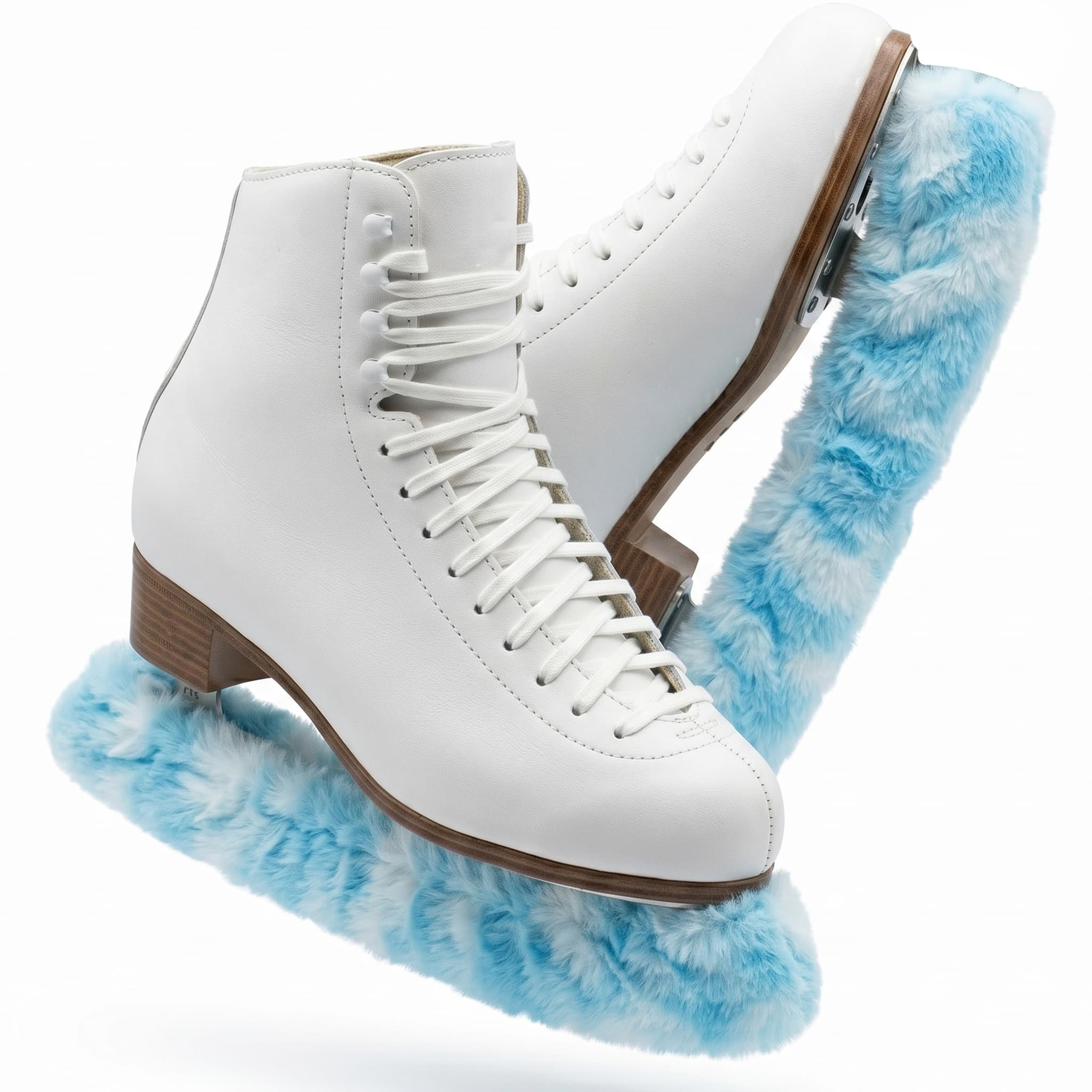 RidingRush Ice Skate Soakers 1 Pair Plush Blade Covers, Ice Cloud Faux Fur Design, Lightly Thickened 10g Padding, Soft Absorbent Lining, Fits Figure & Hockey Skates up to 12 inch, Skate Accessories - 1