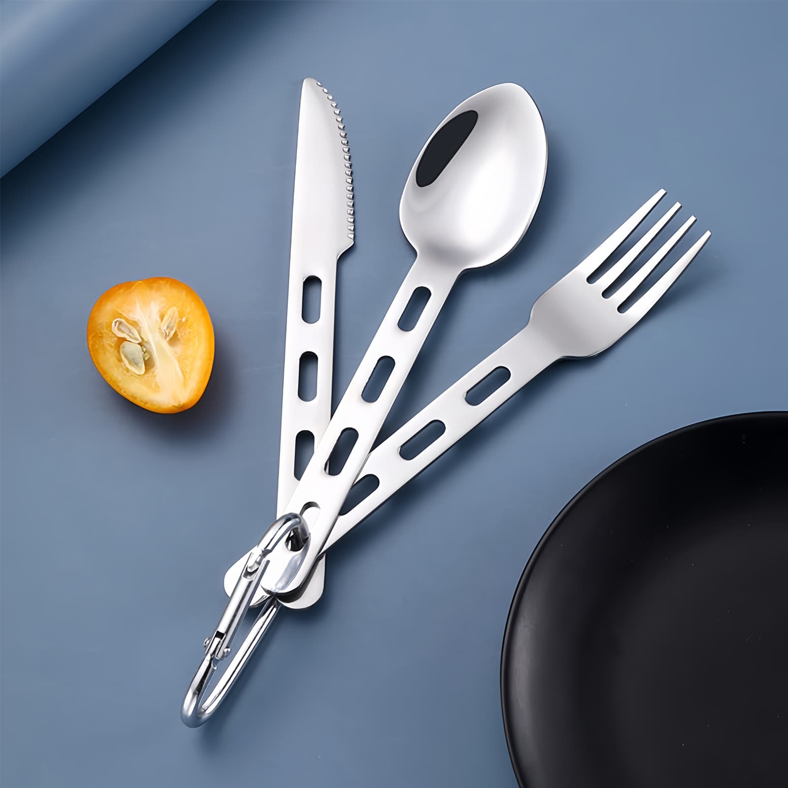 JANKOW Cutlery Set, Camp Flatware Sets,Stainless Steel Utensil Set, Apply to Backpacking Hiking Camping ( Silver ). - 3