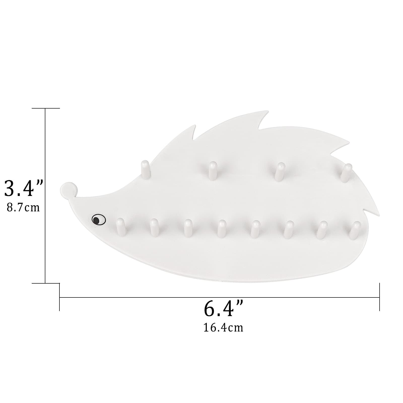 JANKOW Hedgehog Wall Hooks, White Plastic, 2-Pack – Cute Wall-Mounted Animal Coat and Key Hooks for Entryway, Bathroom, Nursery, Kids Room - 2