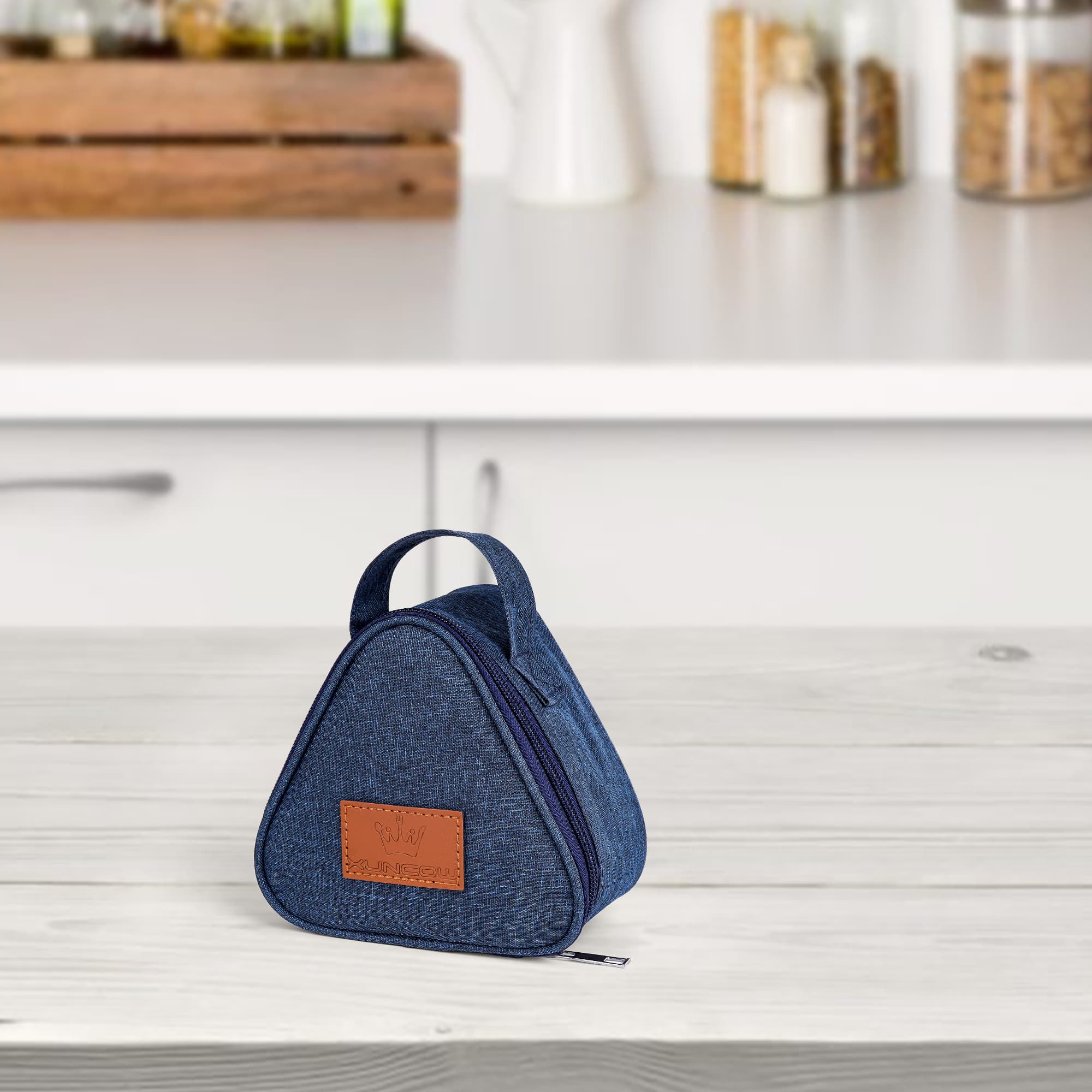 JANKOW Small Reusable Snack Bags Food Breakfast bento bag Small Triangular Rice Ball Lunch Box Bag for Women Sandwich Bag Work Travel Gym Picnic Leakproof Outdoors Game Handbags For Adults (Navy blue) - 4