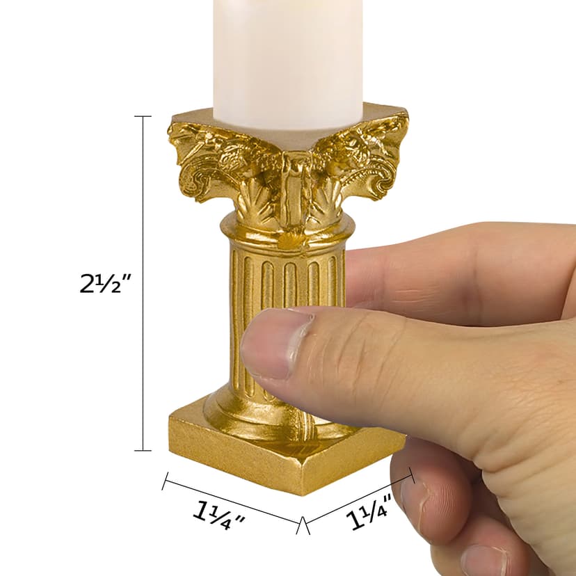 CAIRIAC Roman Pillar Statues Gold candle holders, Small Candle Holders Set of 2, Mini Greek Column Pillar Resin Stands Decorative Gifts, Centerpieces for Tables (Golden)