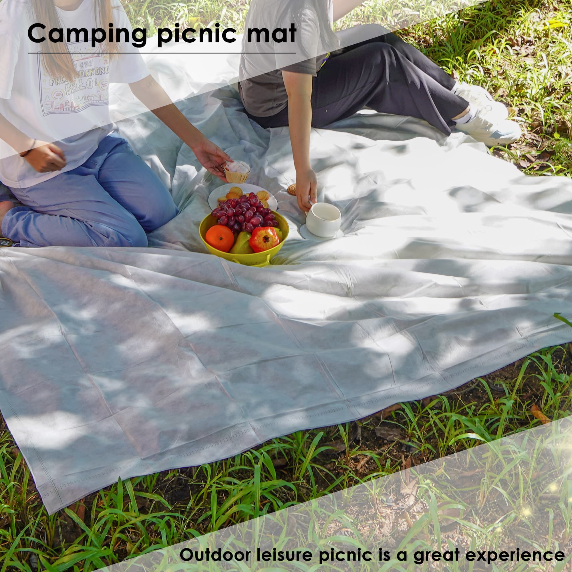 4 Pcs Camping Disposable Picnic Mat Lawn Mat Beach Mat Lawn Mat for outdoor enthusiasts campers, picnickers, and beachgoers (White) - 3