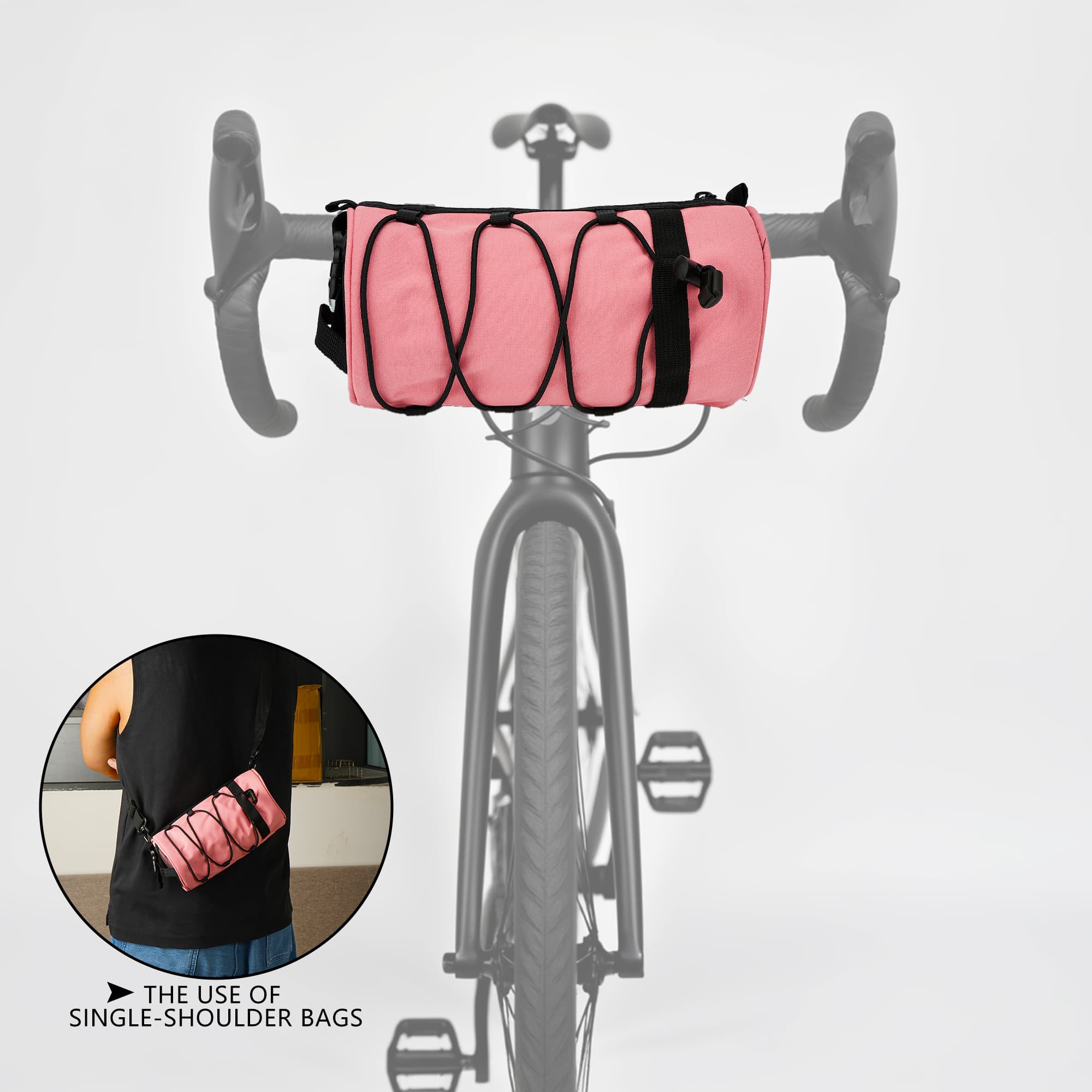 RidingRush Bike Handlebar Bag for Bicycle, Nylon Cycling Front Bag with Side Pockets and Elastic Cord, Compact Storage Pouch for Commuting, Travel and Daily Riding - 4