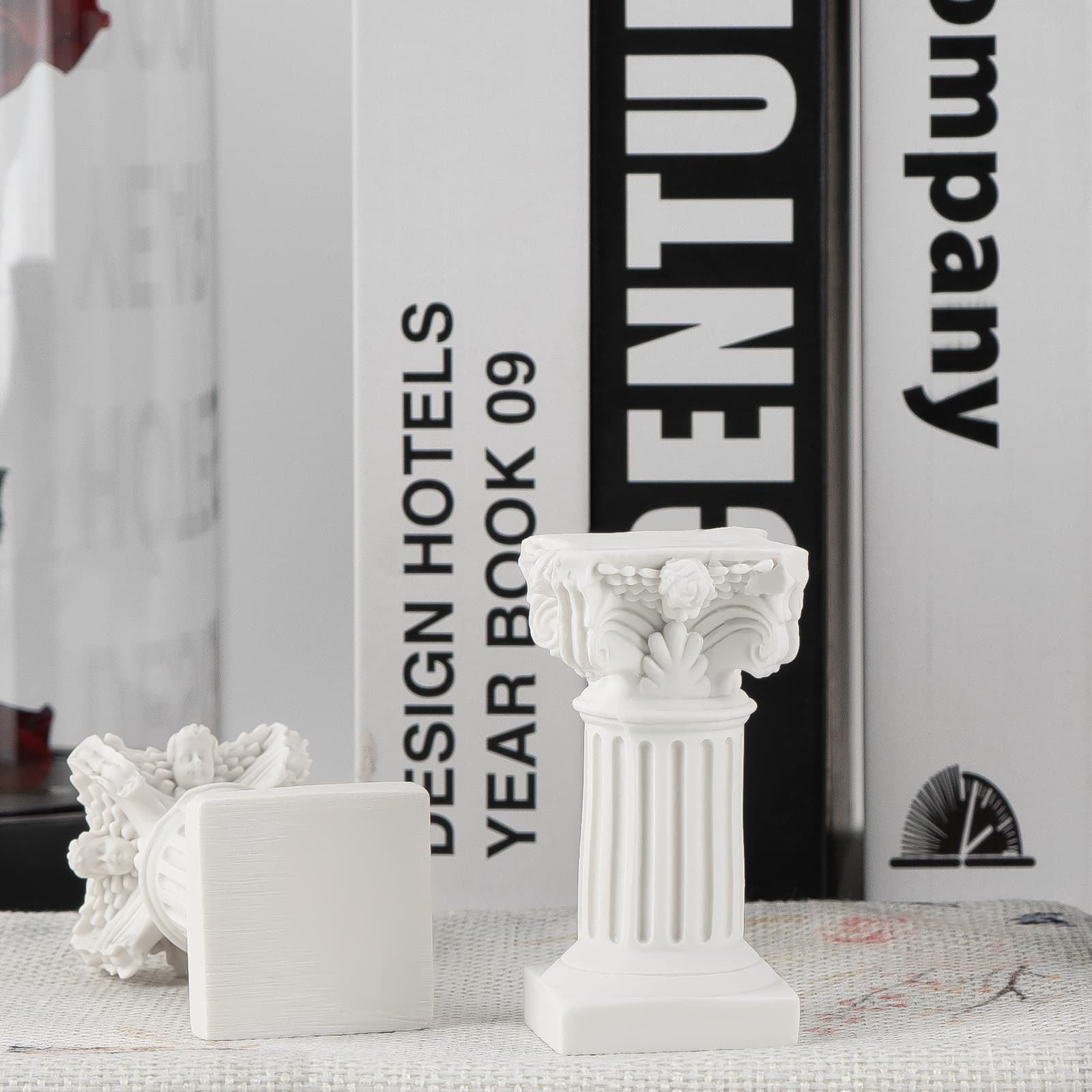 CAIRIAC Roman Pillar Statues Home Candle Holder, Small Pillar Candle Holders Set of 2, Mini Greek Column Pillar Resin Candle Stands Decorative Gifts, Candleholder Centerpieces for Tables (White) - 4