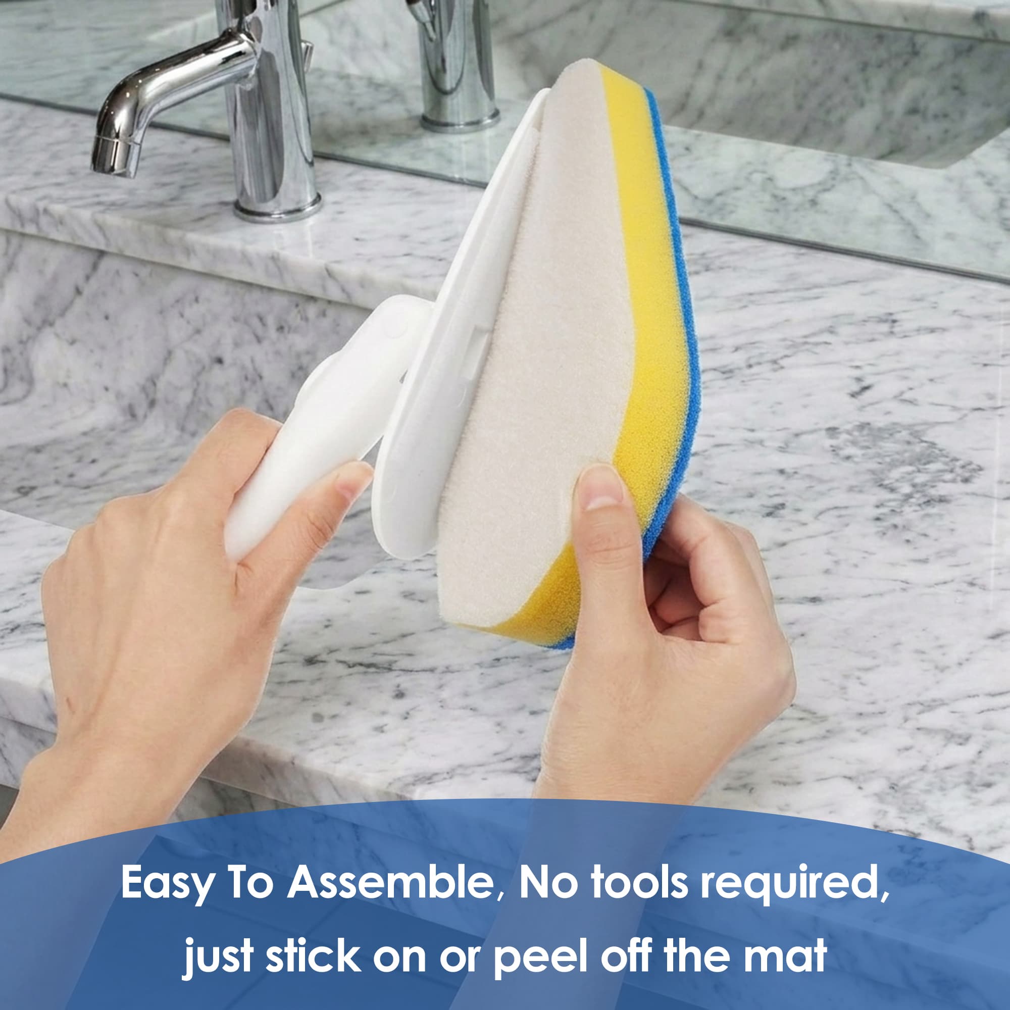 ReignSword 4 Pcs Shower Scrubber Refill Pads, Non-Scratch Replacement Heads Compatible with Qaestfy Scrub Brush, Tub Tile Bathroom Kitchen Cleaner (Blue) - 3