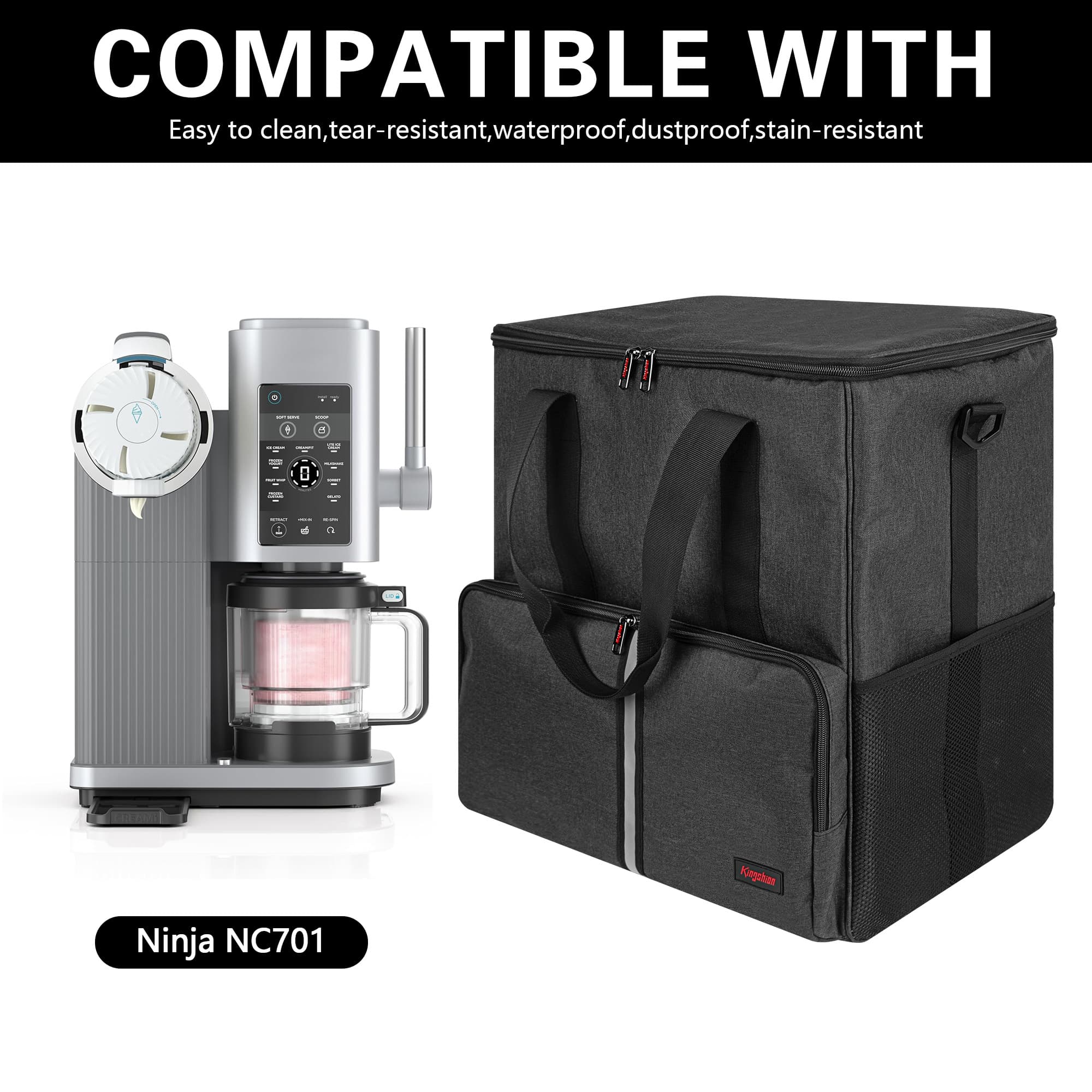 Waterproof Ice Cream Maker Shoulder Bag Compatible with Ninja Swirl by CREAMi NC701, Easy Clean Shock Prevention Travel Carrying Handbag for Ice Cream Machine - 3