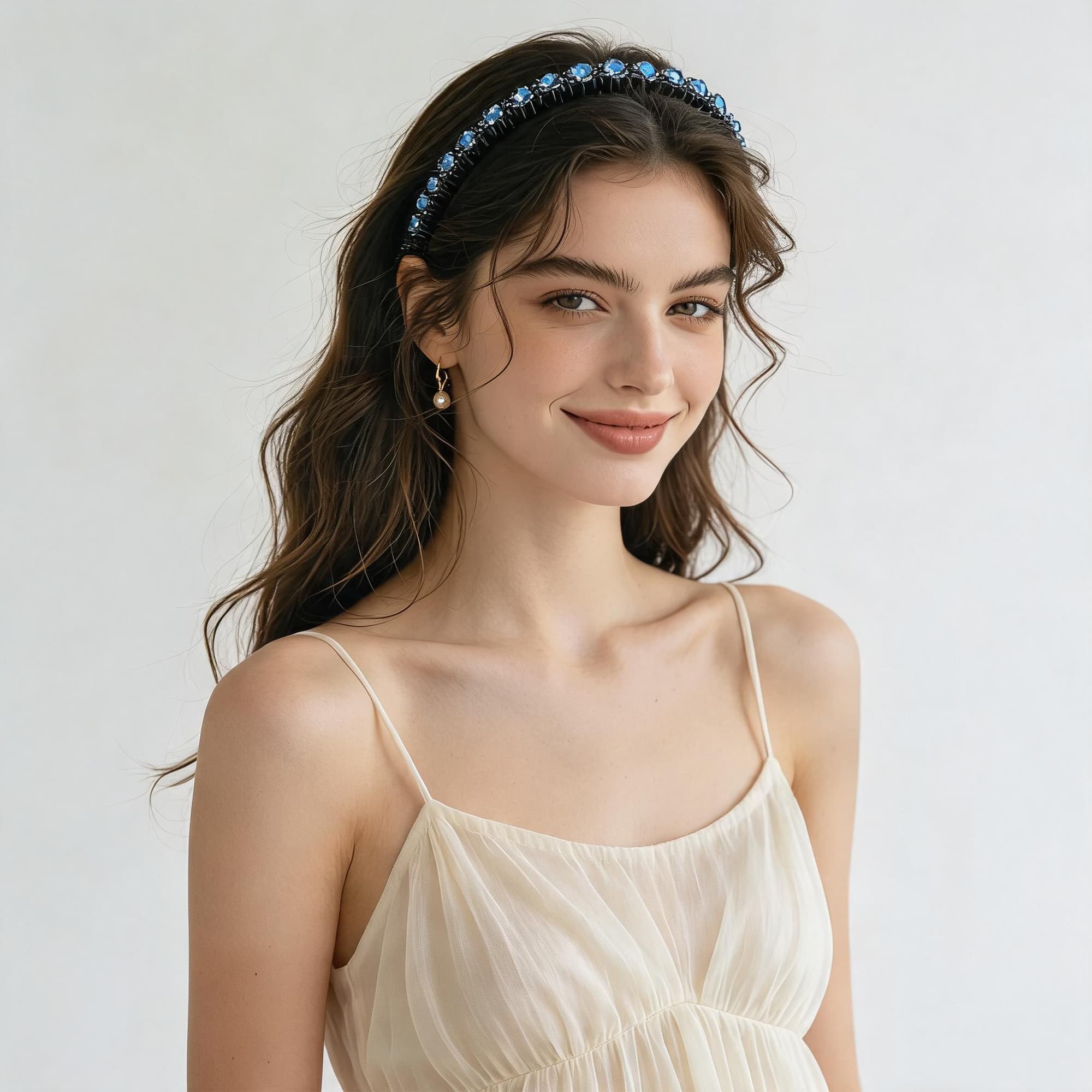 ReignSword 2 Pack Rhinestone Headband with Teeth for Women Girls, Fashion Non Slip Sparkly Crystal Hair Band, Bling Hair Accessories for Wedding Party Prom (White, Blue) - 6