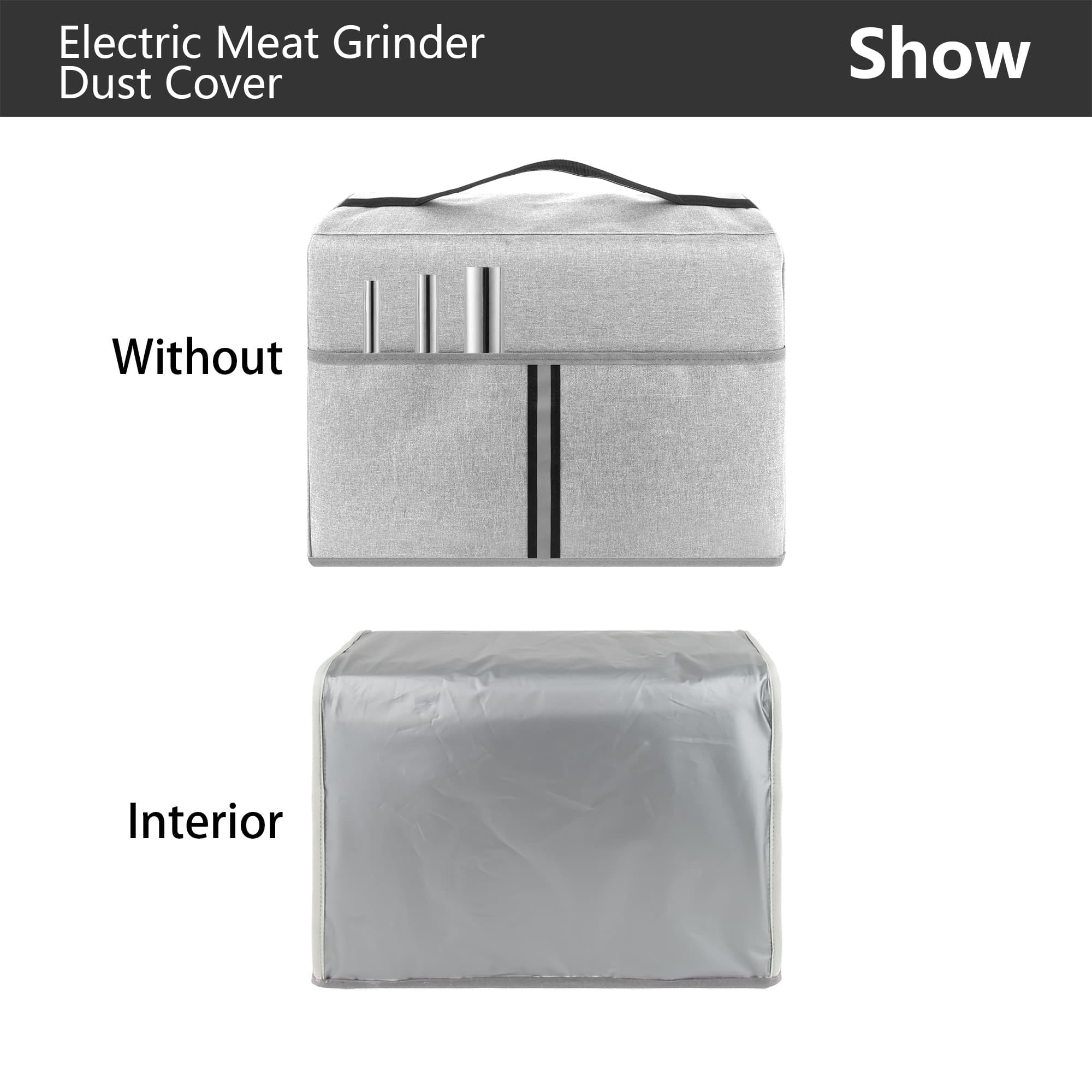 Kingshion Electric Meat Grinder Dust Cover, Heavy Duty Meat Mincer Dust Cover, Sausage Stuffer Maker Dust Cover, Food Grinder Dust Cover, Compatible with Most Electric Mixers - Light Gray - 4