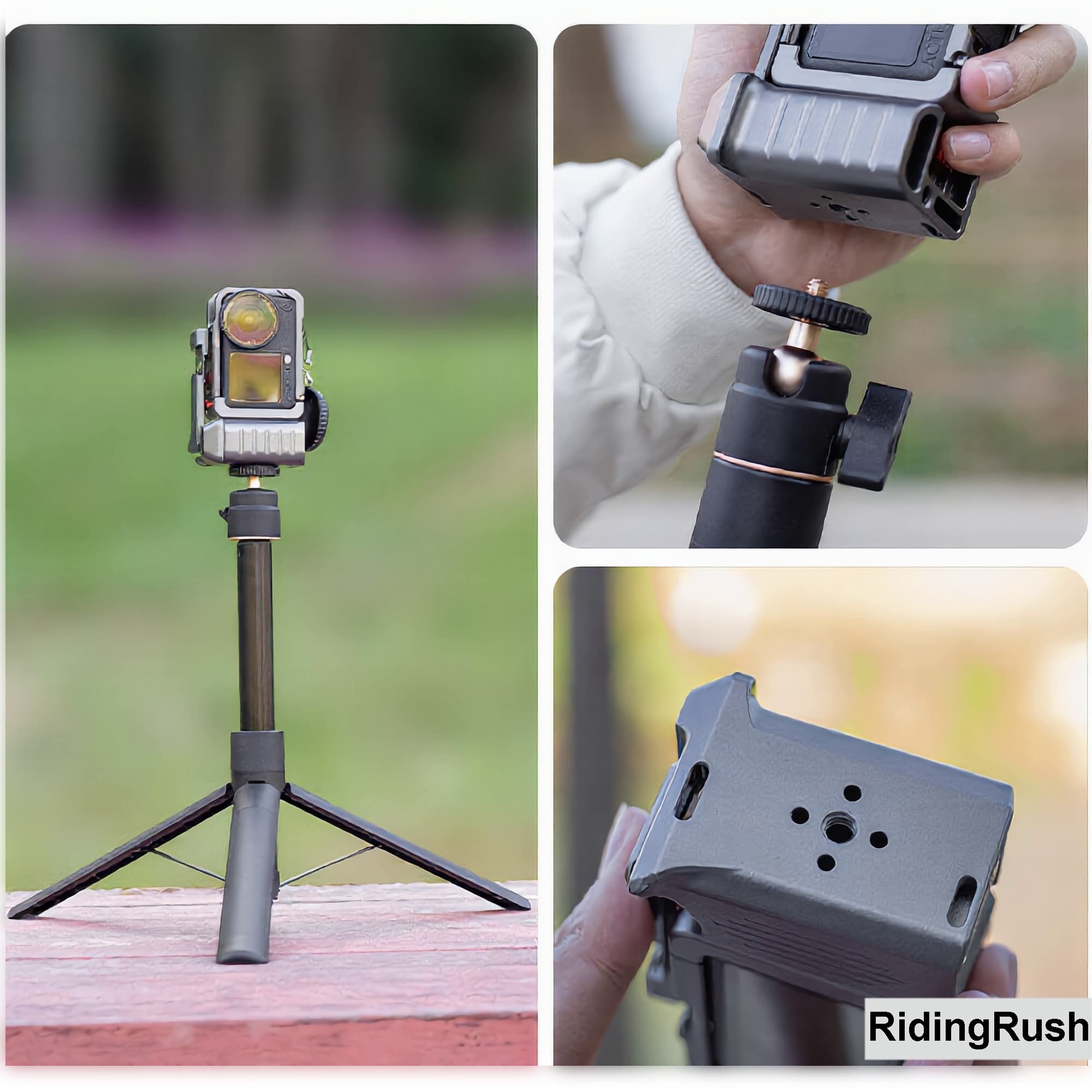RidingRush Cage for DJI Osmo Action 6, Aluminum Camera Frame with Side Handle Grip, Quick Release Mount, Cold Shoe and 1/4" Thread for Vlogging and Handheld Shooting - 2
