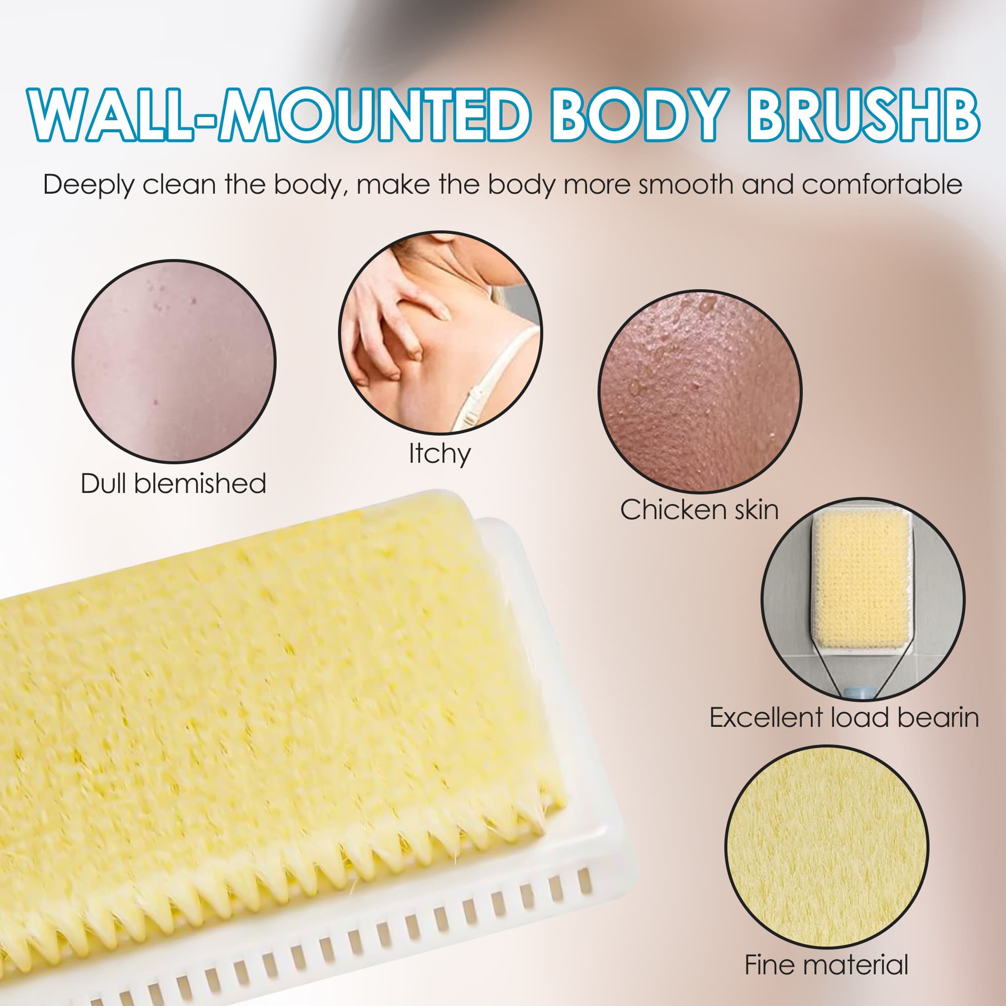 ReignSword Wall Mounted Back Scrubber for Shower, Hands-Free Exfoliating Bath Brush with Dense Bristles, Large Body Scrubber for Men Women - 3