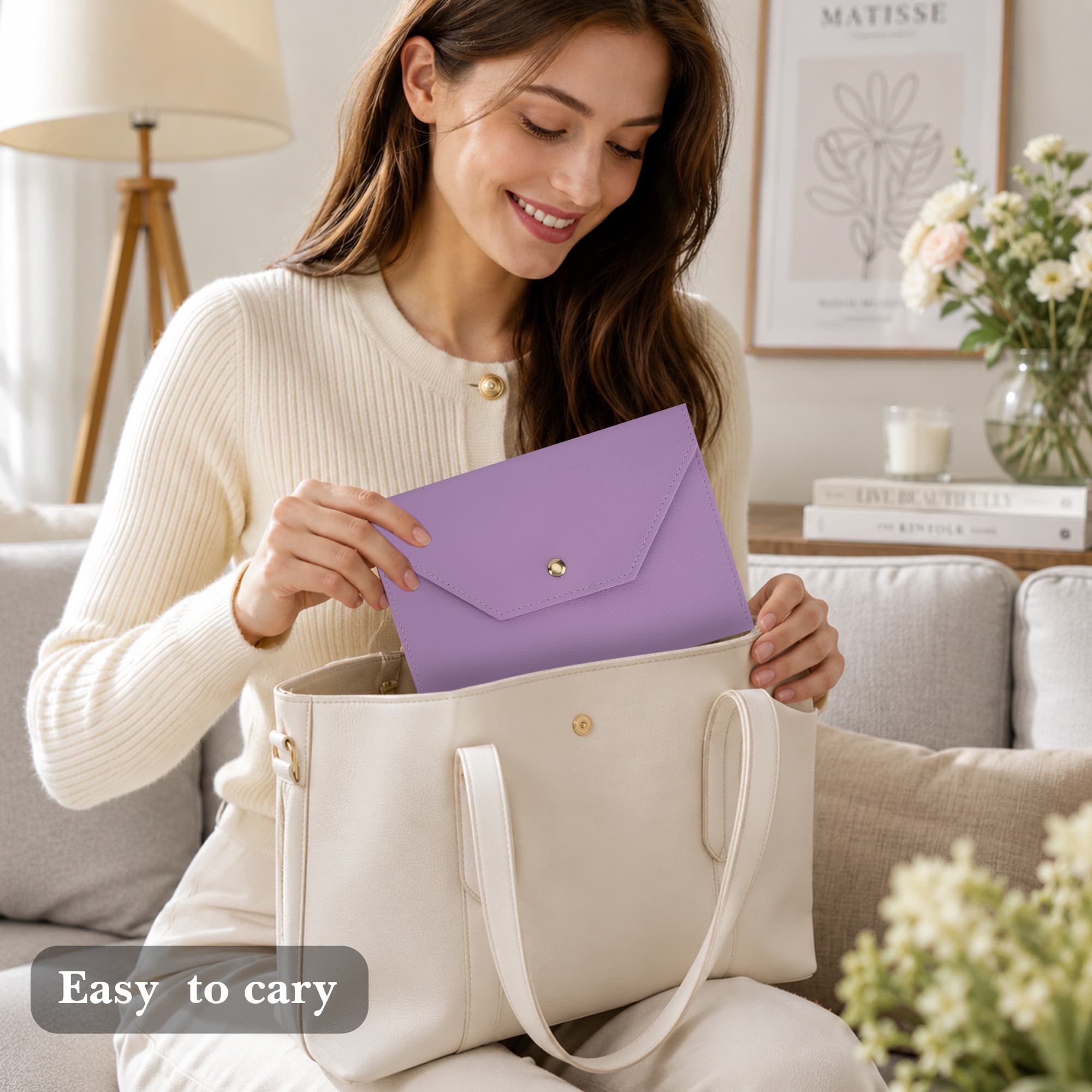 ReignSword Mahjong Card Holder, PU Vegan Leather 2026 Mahjong Storage Bag, Snap Button Standard Hands Rules Card Organizer, 8.66 x 5.71 Inch, Purple - 6
