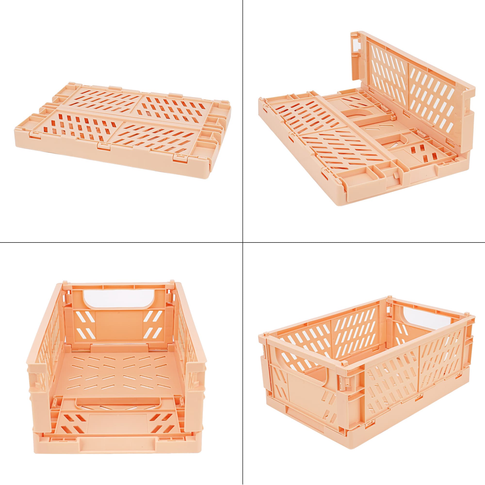JANKOW Drawer Organizers, Plastic Foldable Baskets, Collapsible Stacking Storage Bins, Plastic Crates for Storage, and Organizing with Crate Bin, Office, (2 packs ) - 2