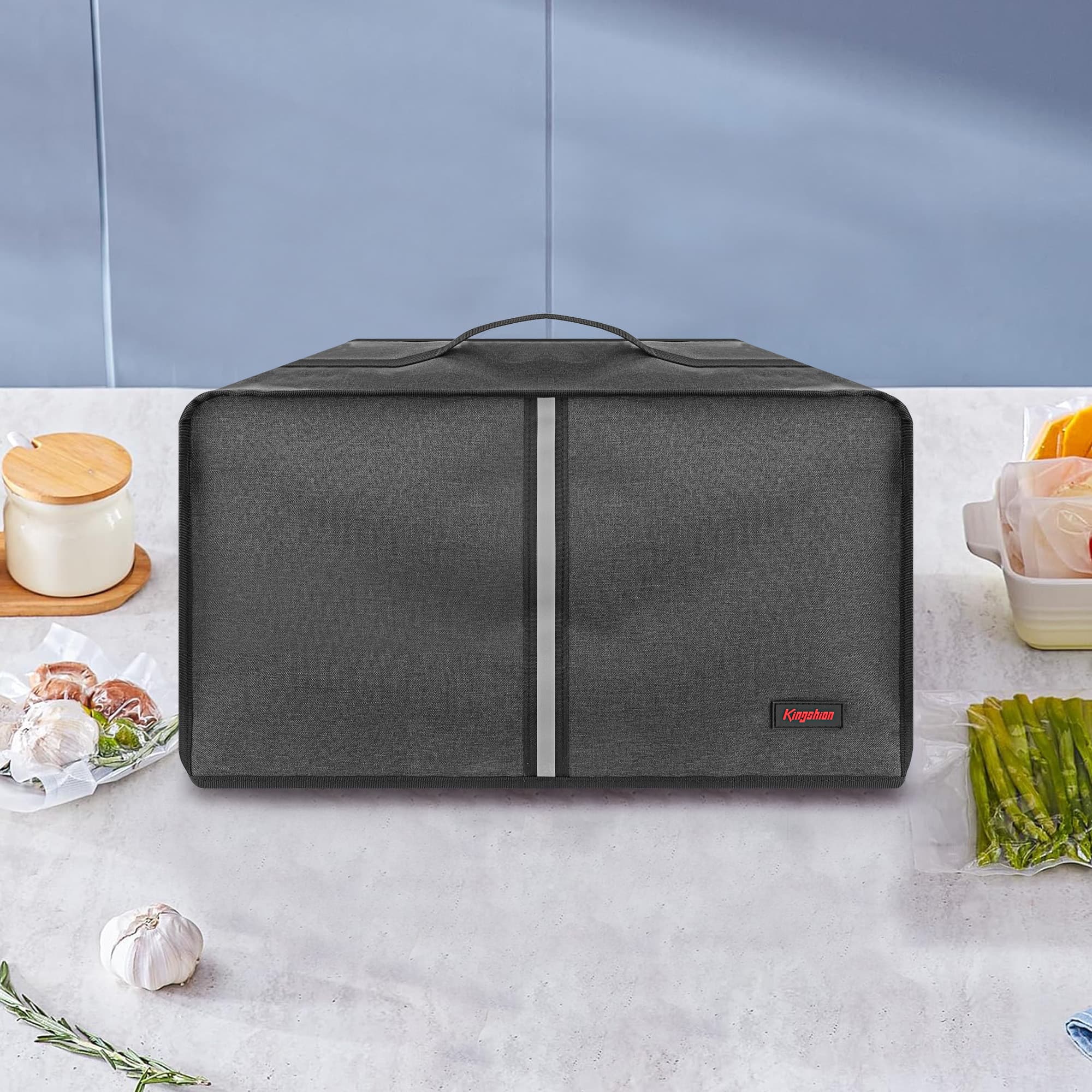 Kingshion Vacuum Sealer Dust Cover with Lateral Pockets Compatible with Avid Armor USV20 Chamber Vacuum Sealer, 14.2 x 12.6 x 8.3 In -Dark Gray - 4