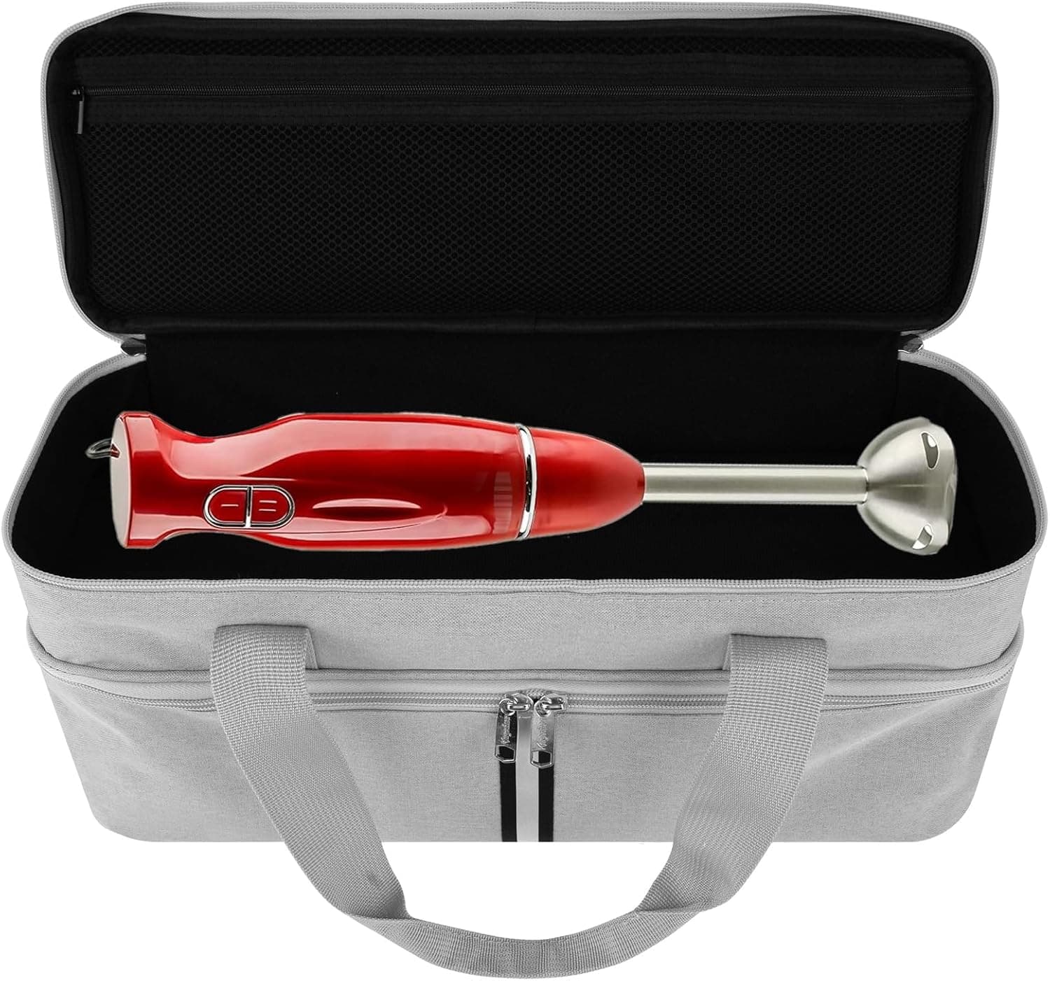 Immersion Hand Blender Storage Bag - Light Grey, Portable Handheld / Stick Blender Travel Organizer (Bag Only) - 3
