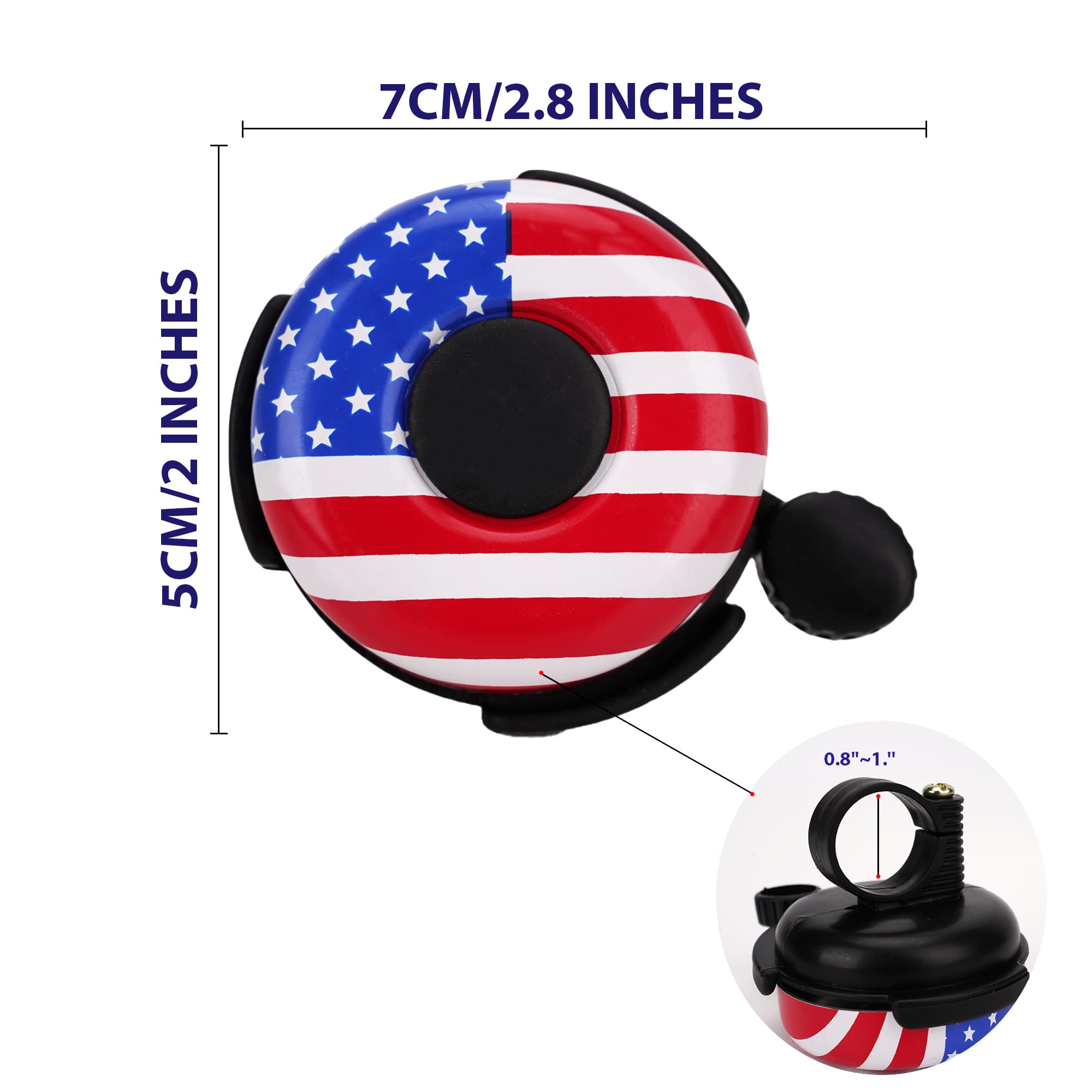 RidingRush Kids Bike Bell – Loud Clear Sound Bicycle Bell for Boys and Girls, American Flag Design, Easy Handlebar Mount for Toddler, BMX, and Cruiser Bikes - 3
