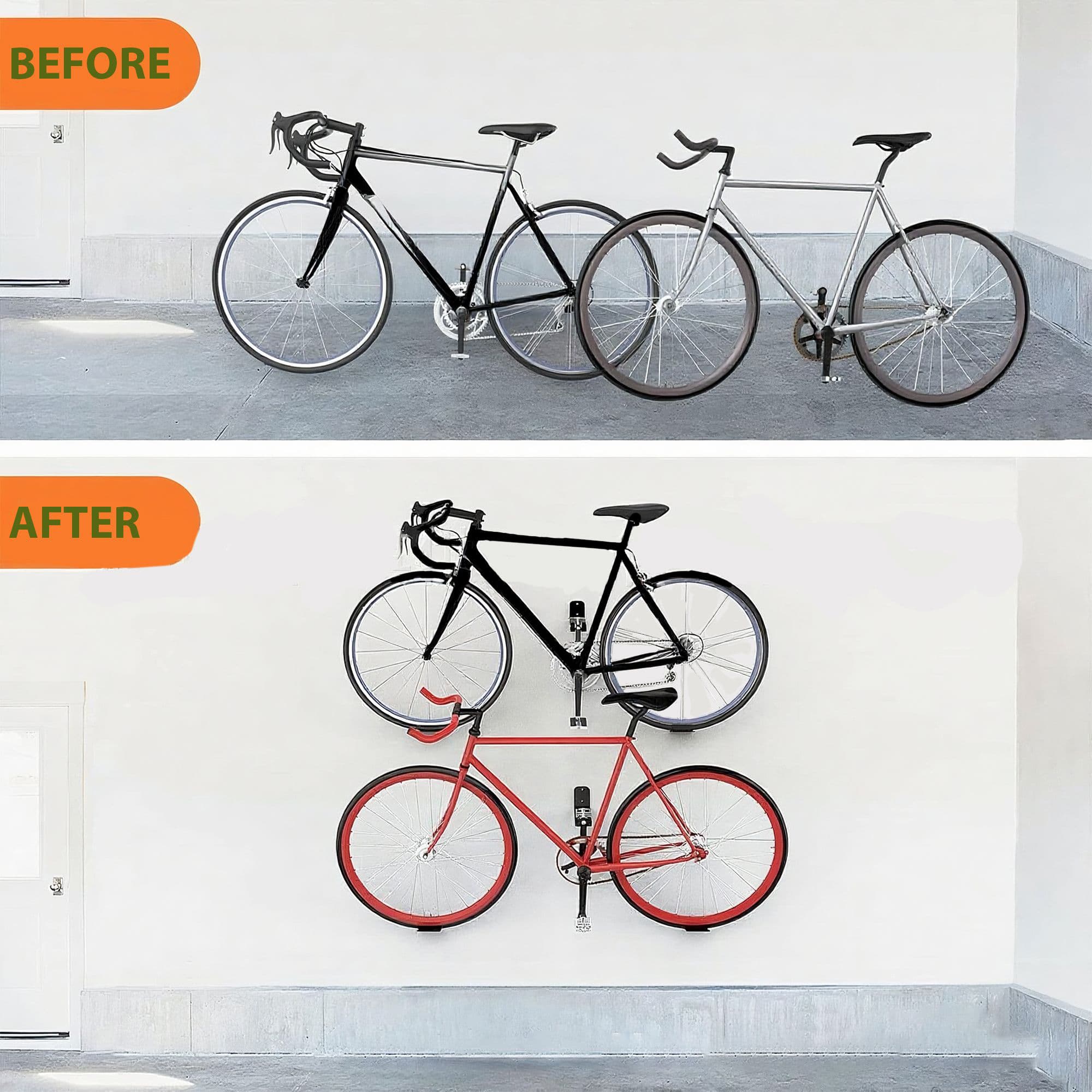 RidingRush Bike Hooks for Garage Wall, Heavy Duty Bicycle Wall Mount Hangers, Space Saving Vertical Bike Storage Racks for Road and Mountain Bikes, Indoor Garage Organization (Black) - 3