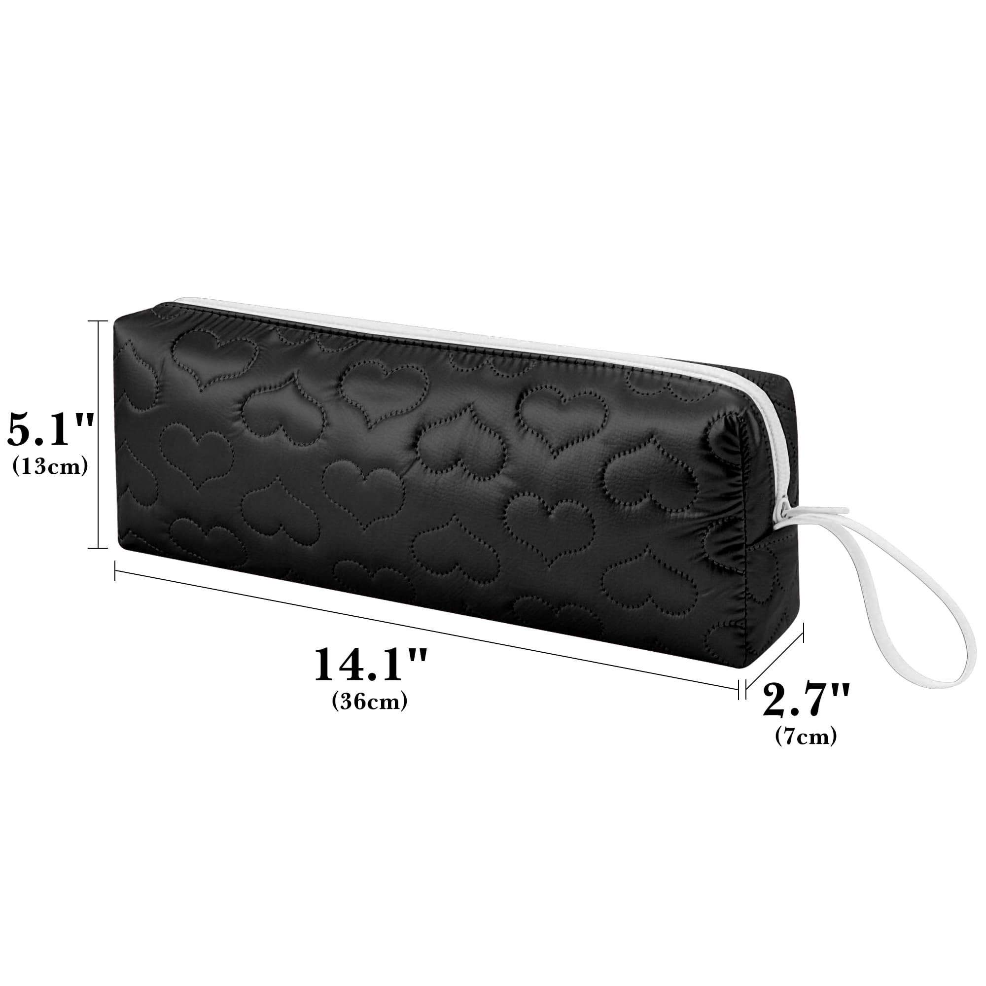 ReignSword Heat Resistant Hair Tools Travel Bag, Portable Storage Case Pouch with Heart Pattern for Curling Irons, Flat Irons, Hair Straighteners and Accessories (Black) - 3